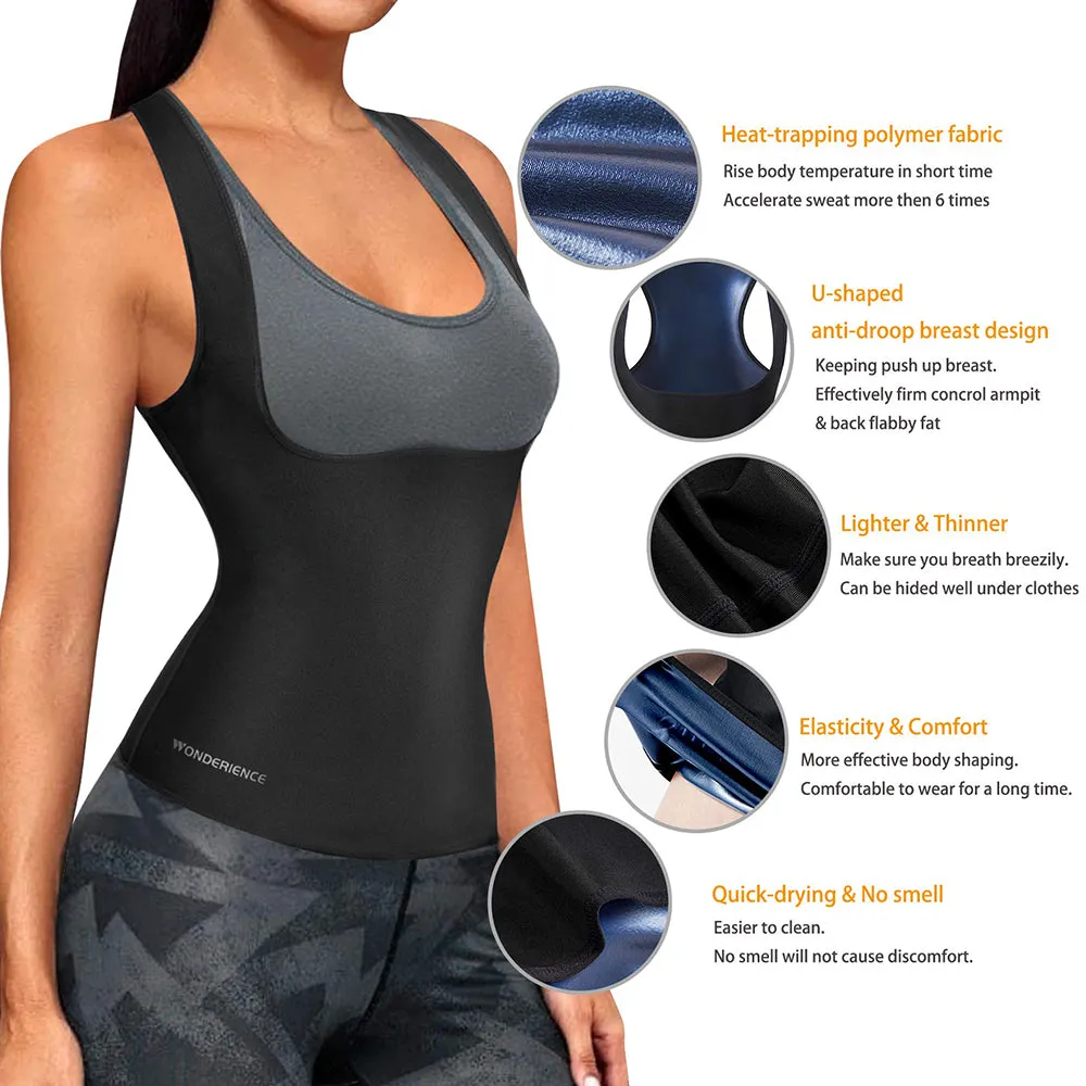 Junlan Women Heat Trapping Sweat Workout Tank Top