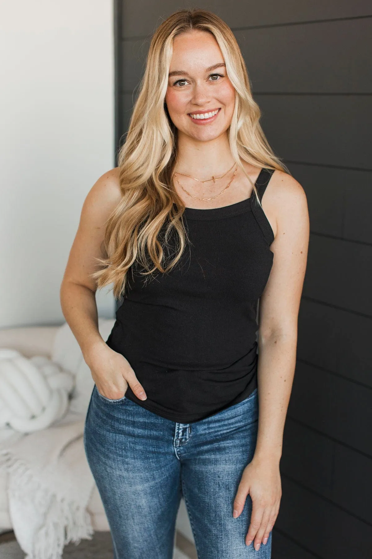 Kind Ways Ribbed Tank Top- Black