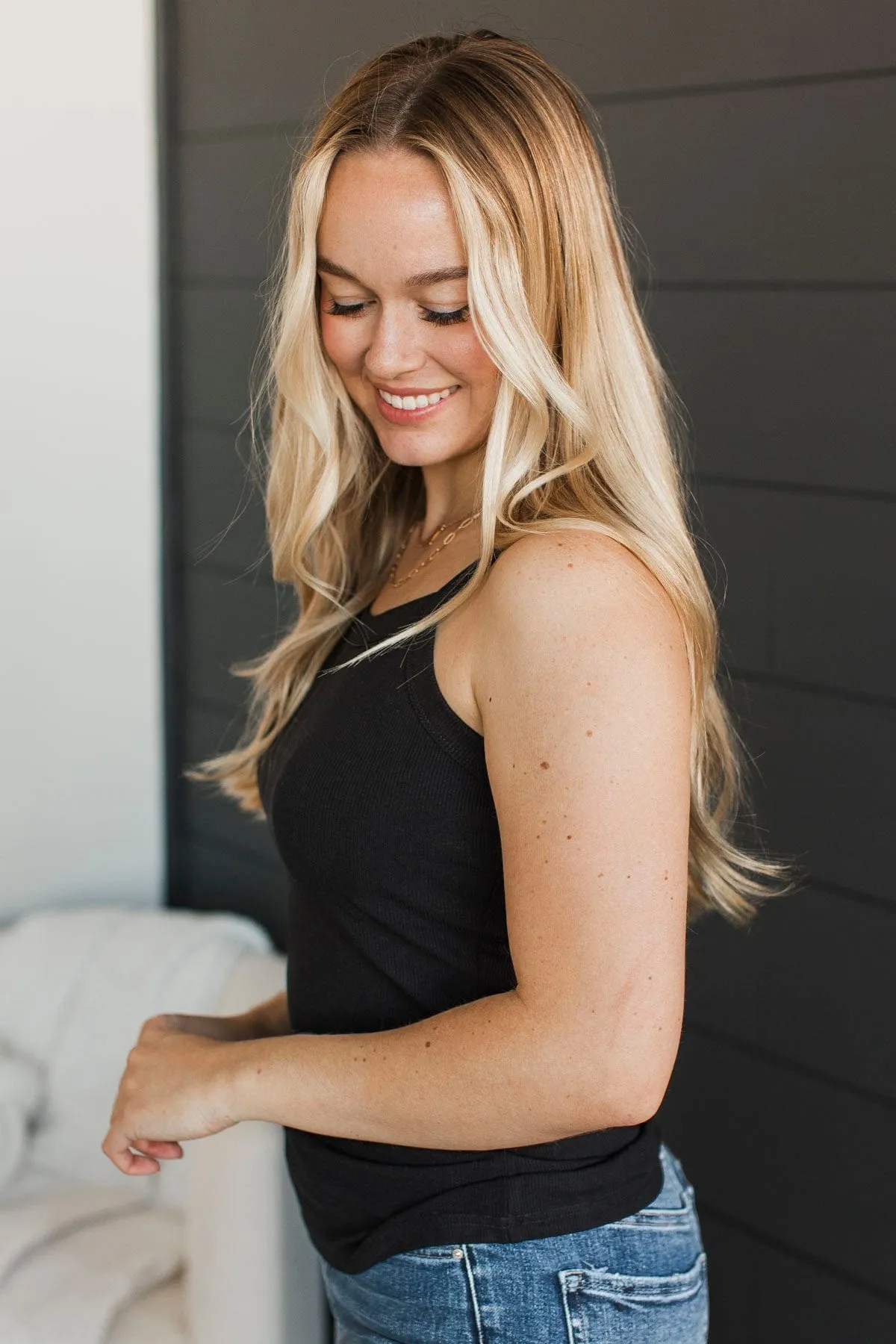 Kind Ways Ribbed Tank Top- Black