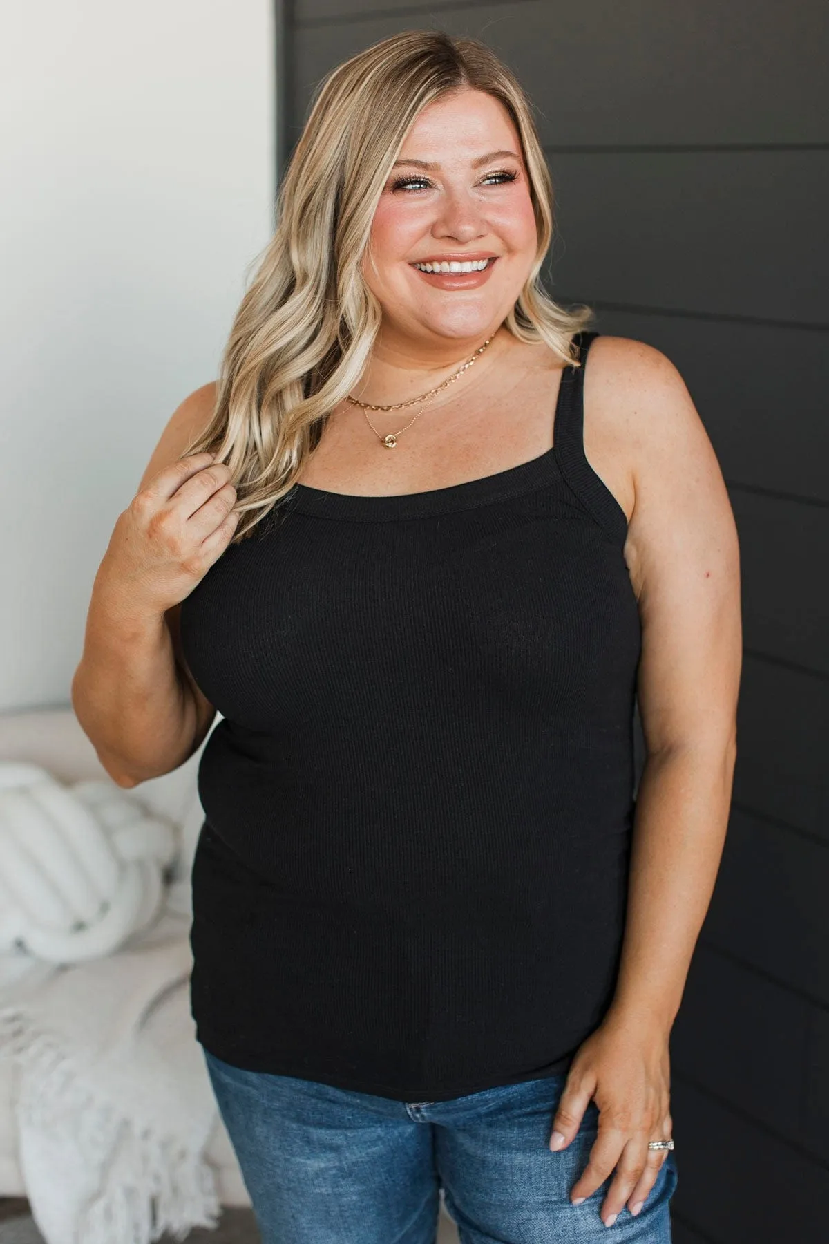 Kind Ways Ribbed Tank Top- Black