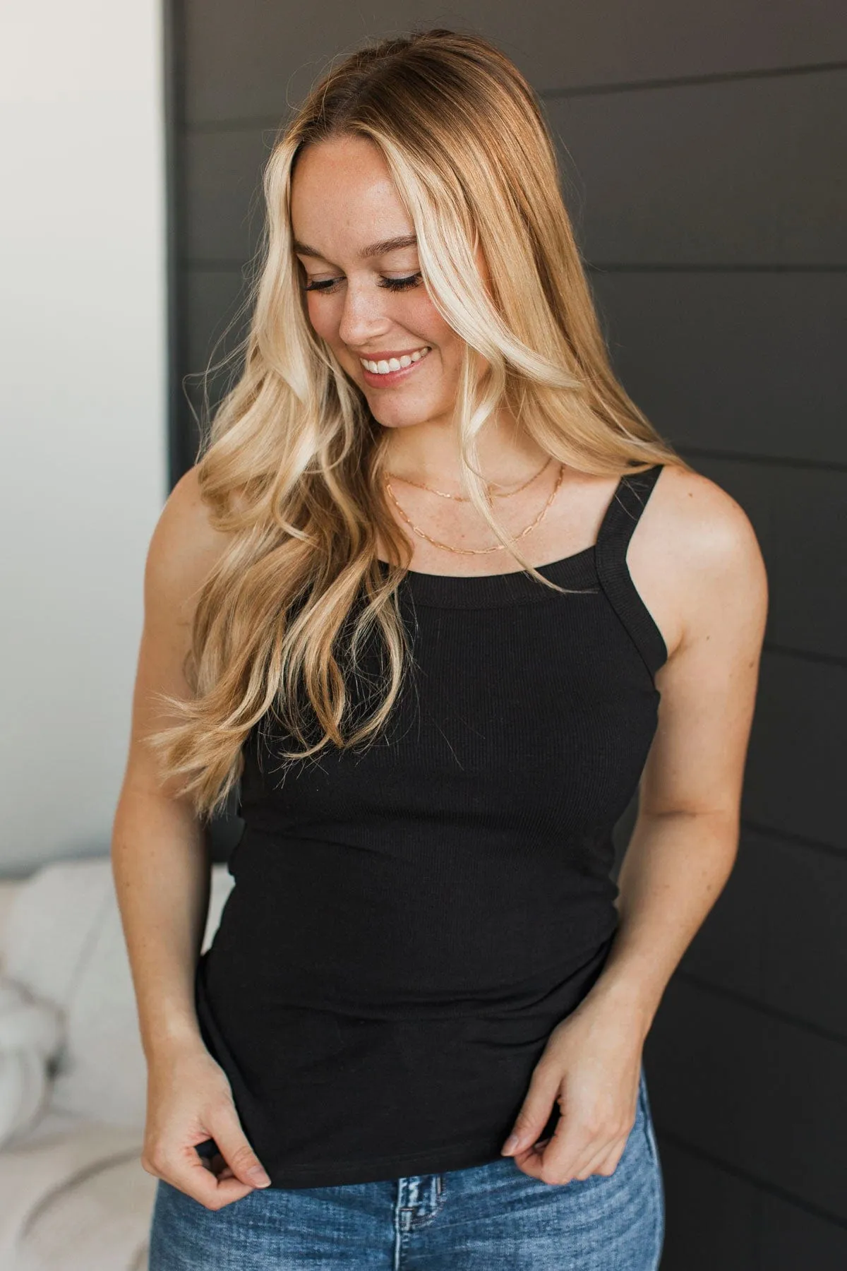 Kind Ways Ribbed Tank Top- Black
