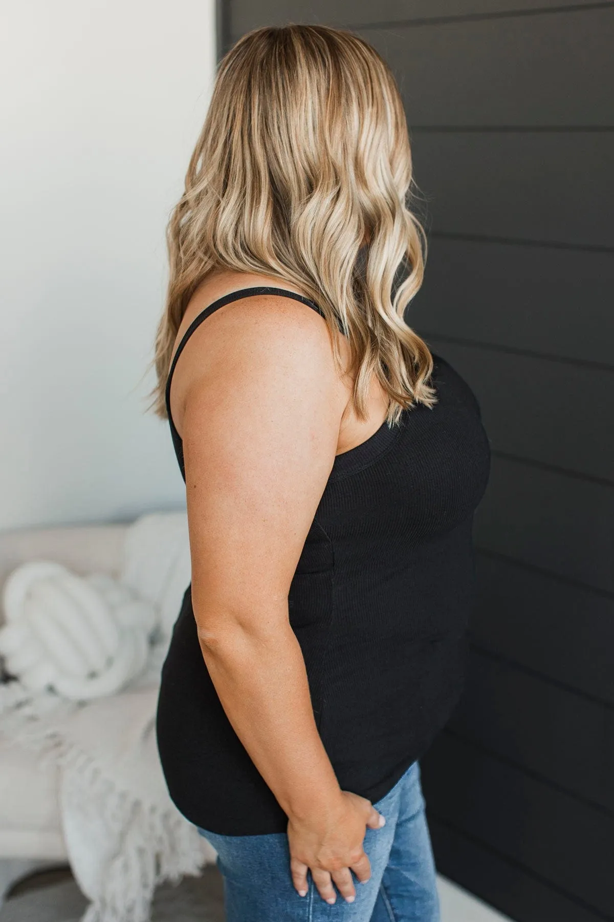 Kind Ways Ribbed Tank Top- Black