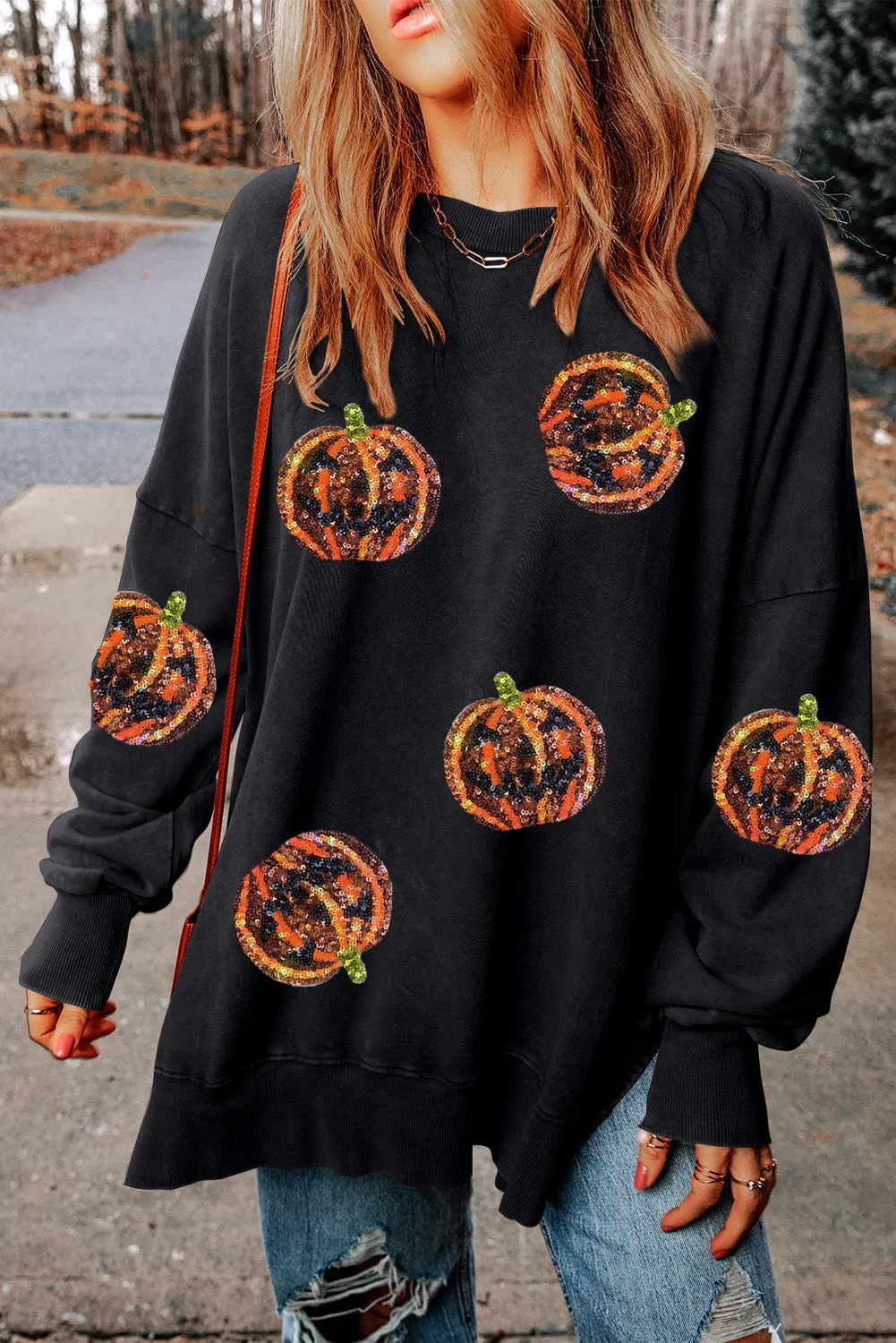 Lantern Split Hem Baggy Sweatshirt