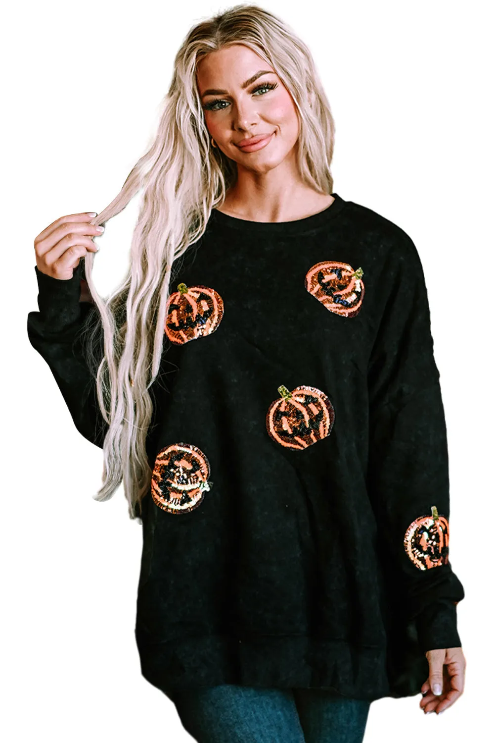 Lantern Split Hem Baggy Sweatshirt