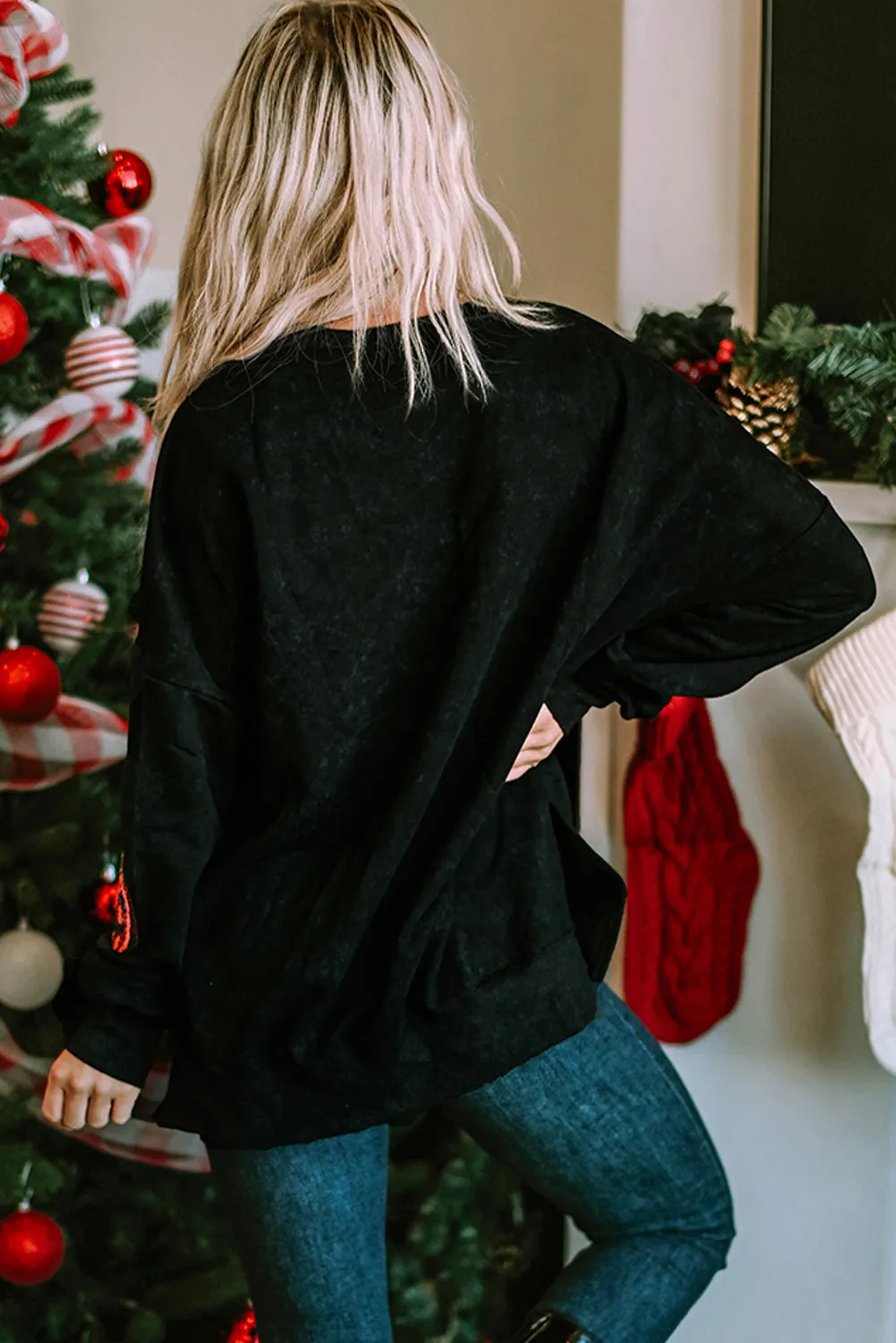 Lantern Split Hem Baggy Sweatshirt