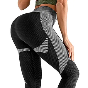 LASLULU Ruched Scrunch Butt Leggings for Womens Butt Lift Yoga Pants Slimming Booty Textured Workout Leggings Running Tights(Black White Medium)