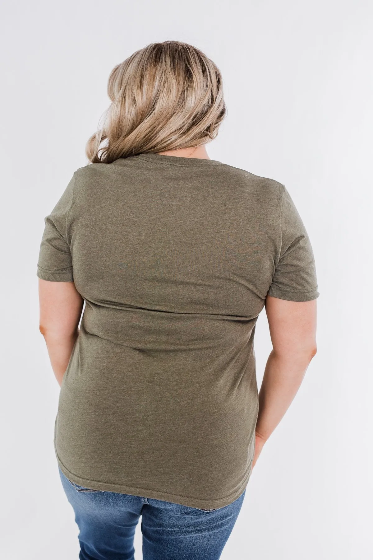 Leopard Print Sunflower Graphic Tee- Olive