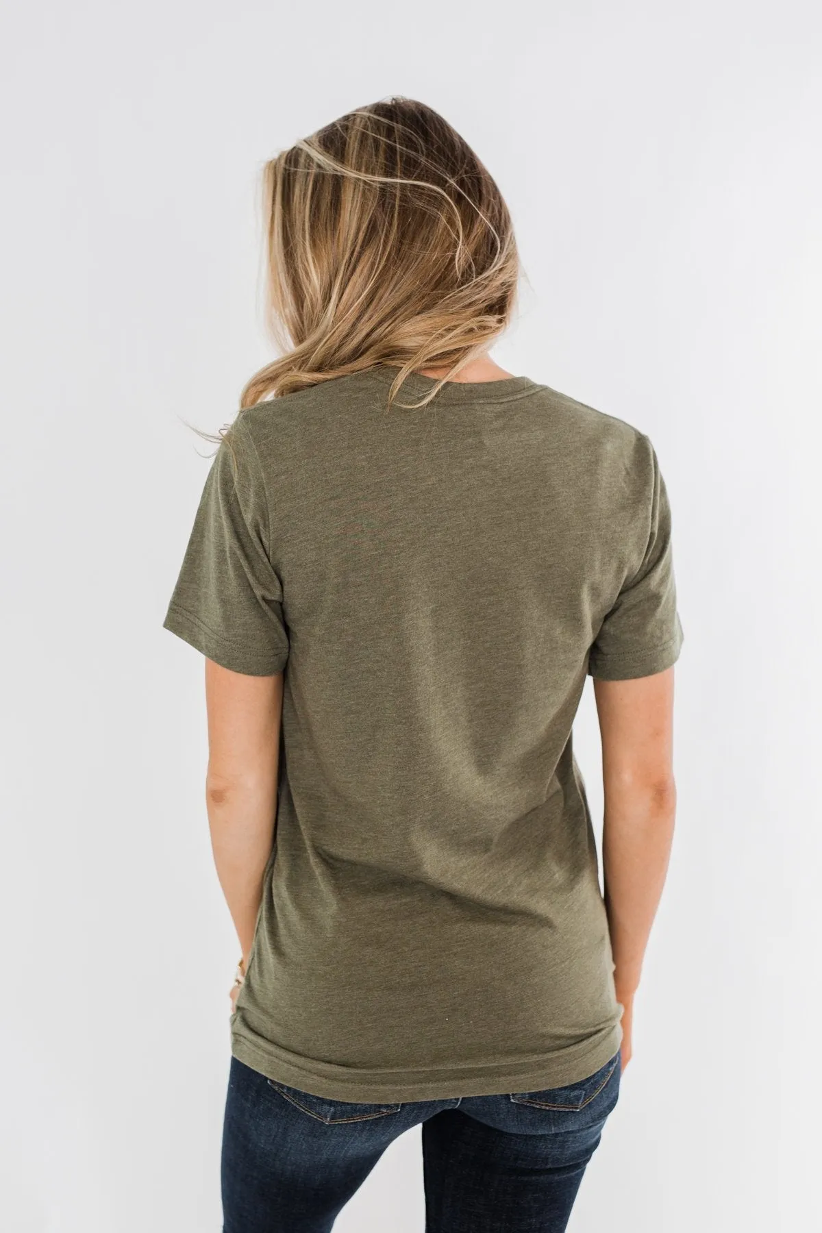 Leopard Print Sunflower Graphic Tee- Olive