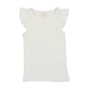 Lil Legs Ribbed Flutter Tank - Pure White (Weekday Basics)