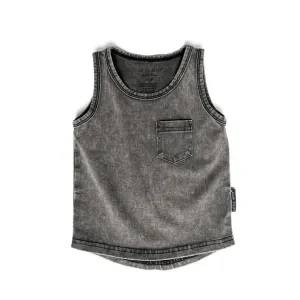 Little Bipsy Acid Wash Tank - Black