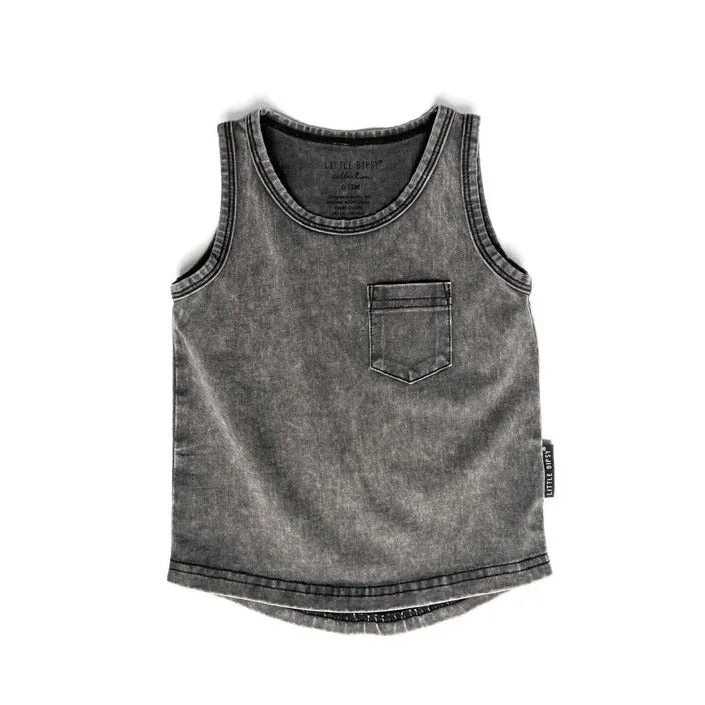 Little Bipsy Acid Wash Tank - Black