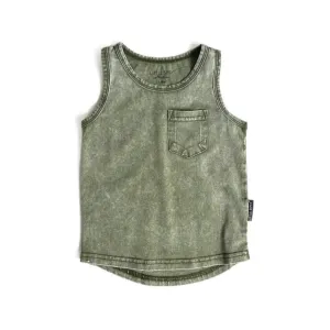 Little Bipsy Acid Wash Tank - Green
