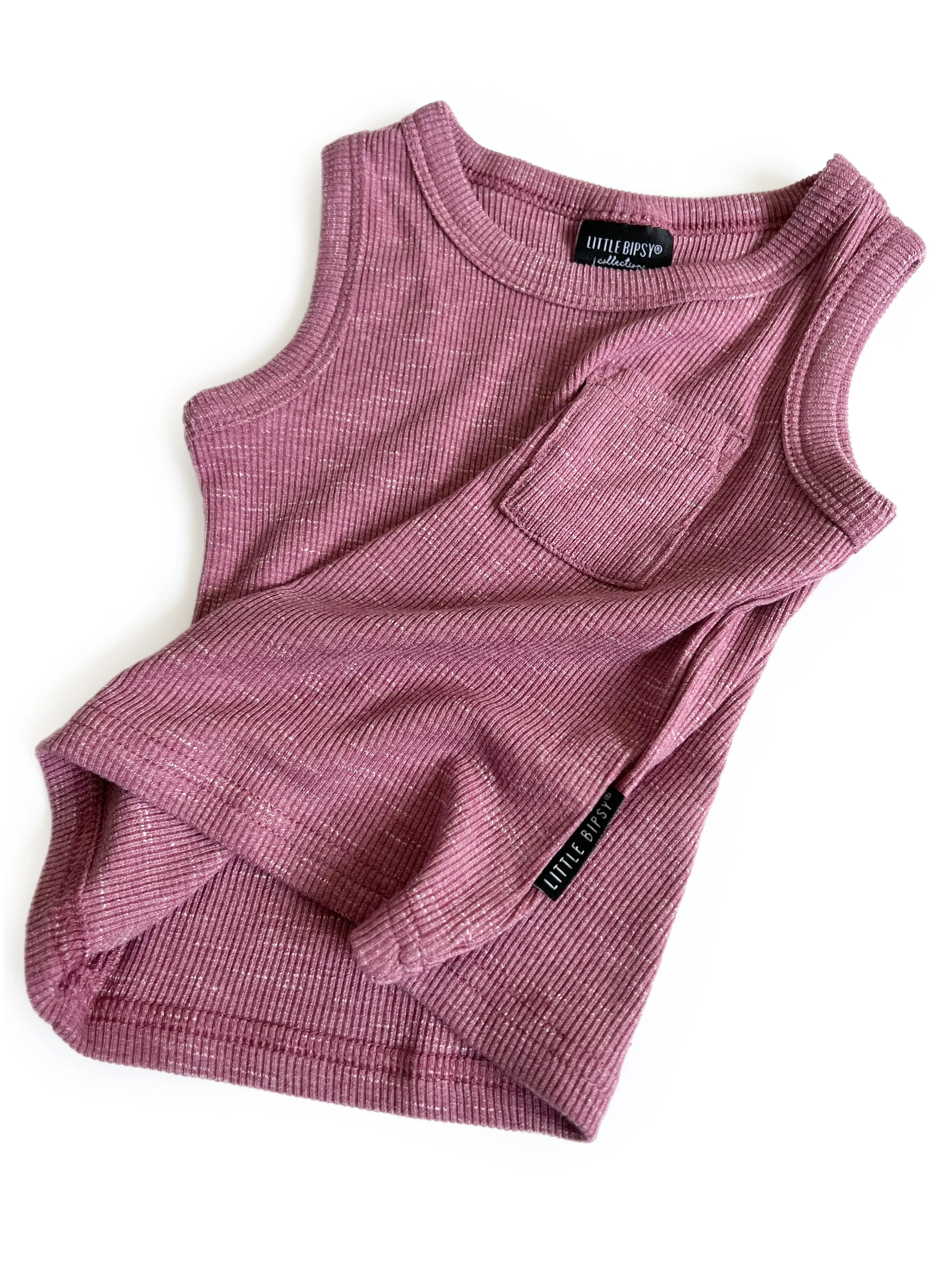 Little Bipsy Ribbed Tank - Hibiscus