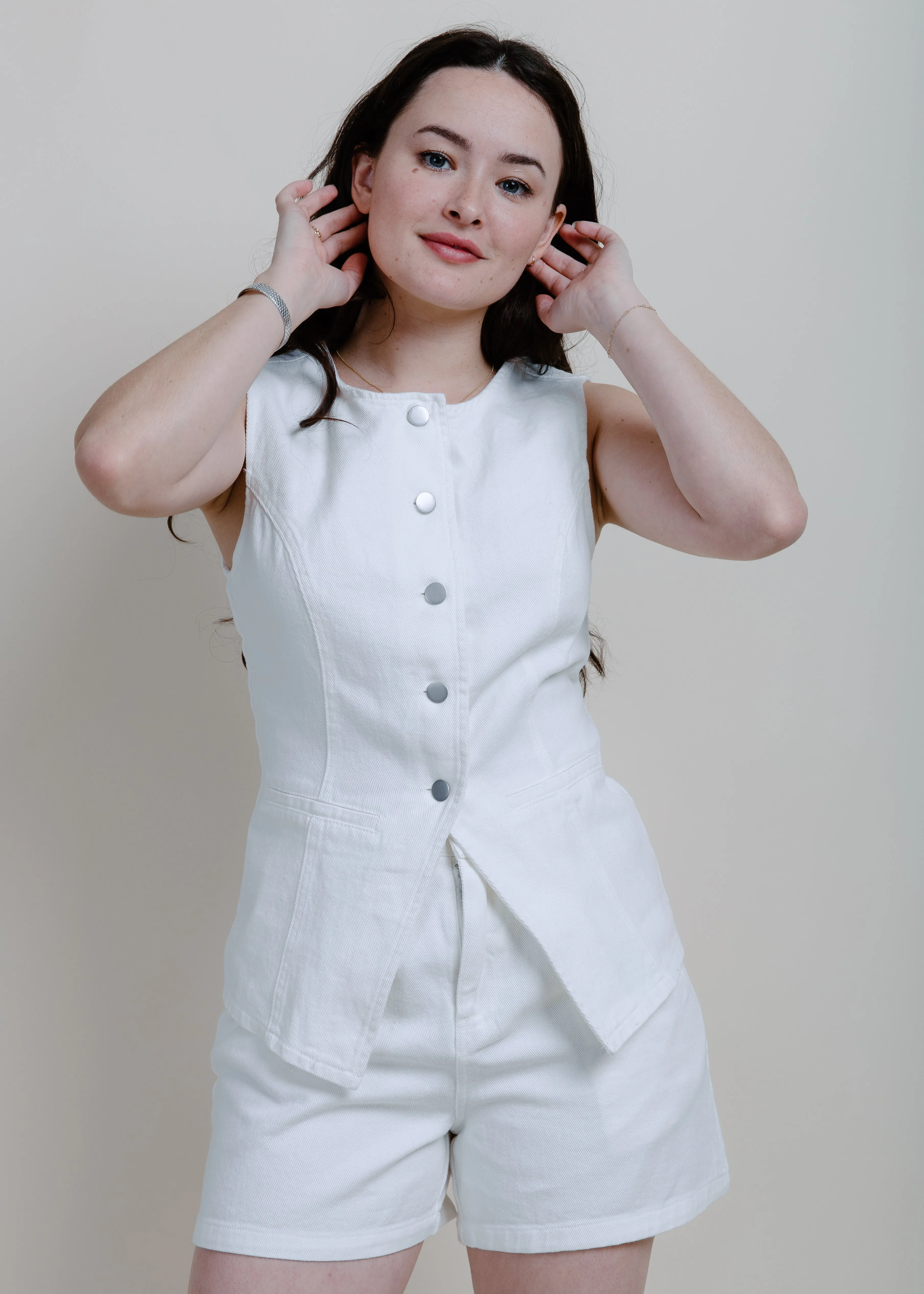 Lizzy Button Front Denim Top