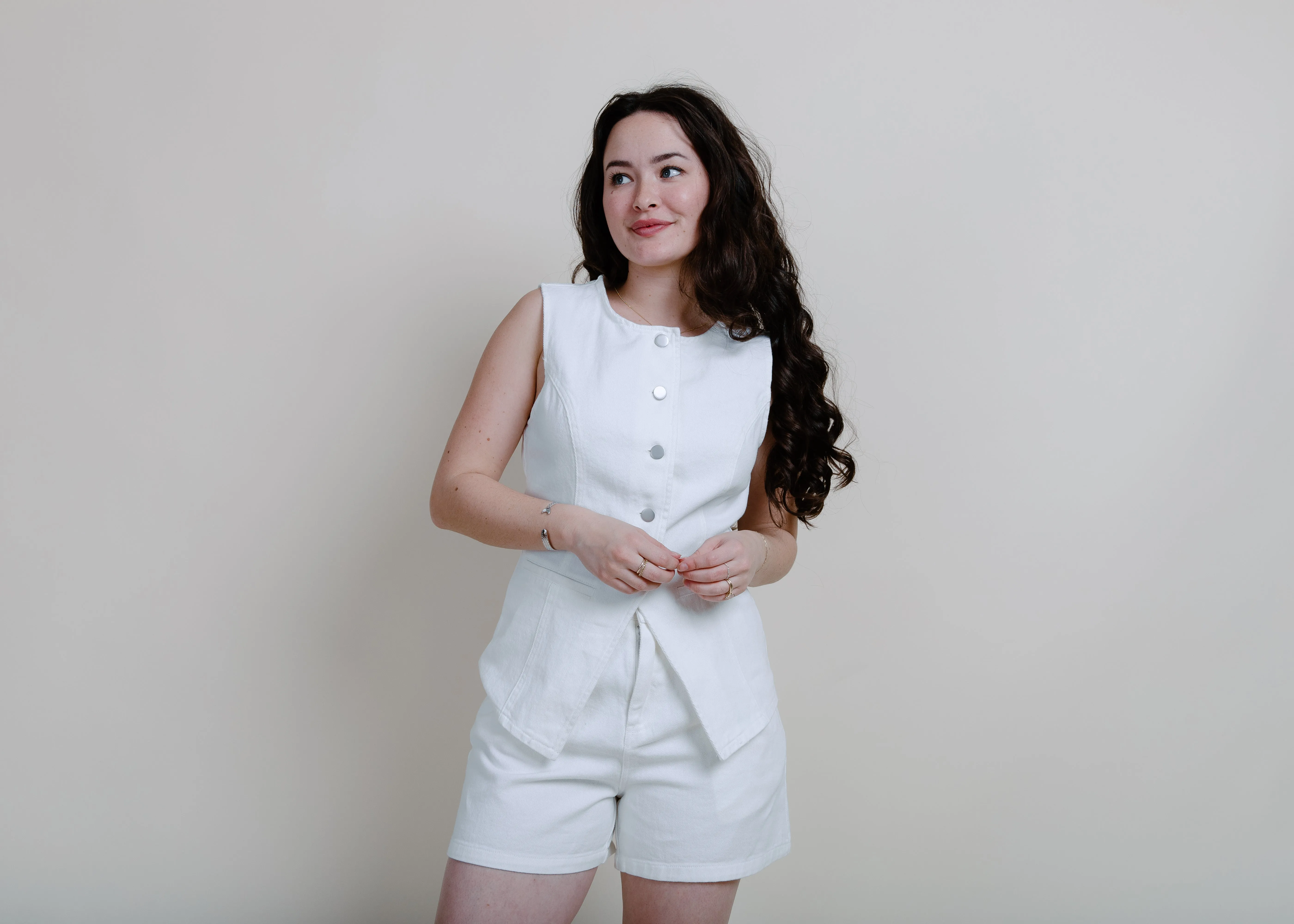 Lizzy Button Front Denim Top
