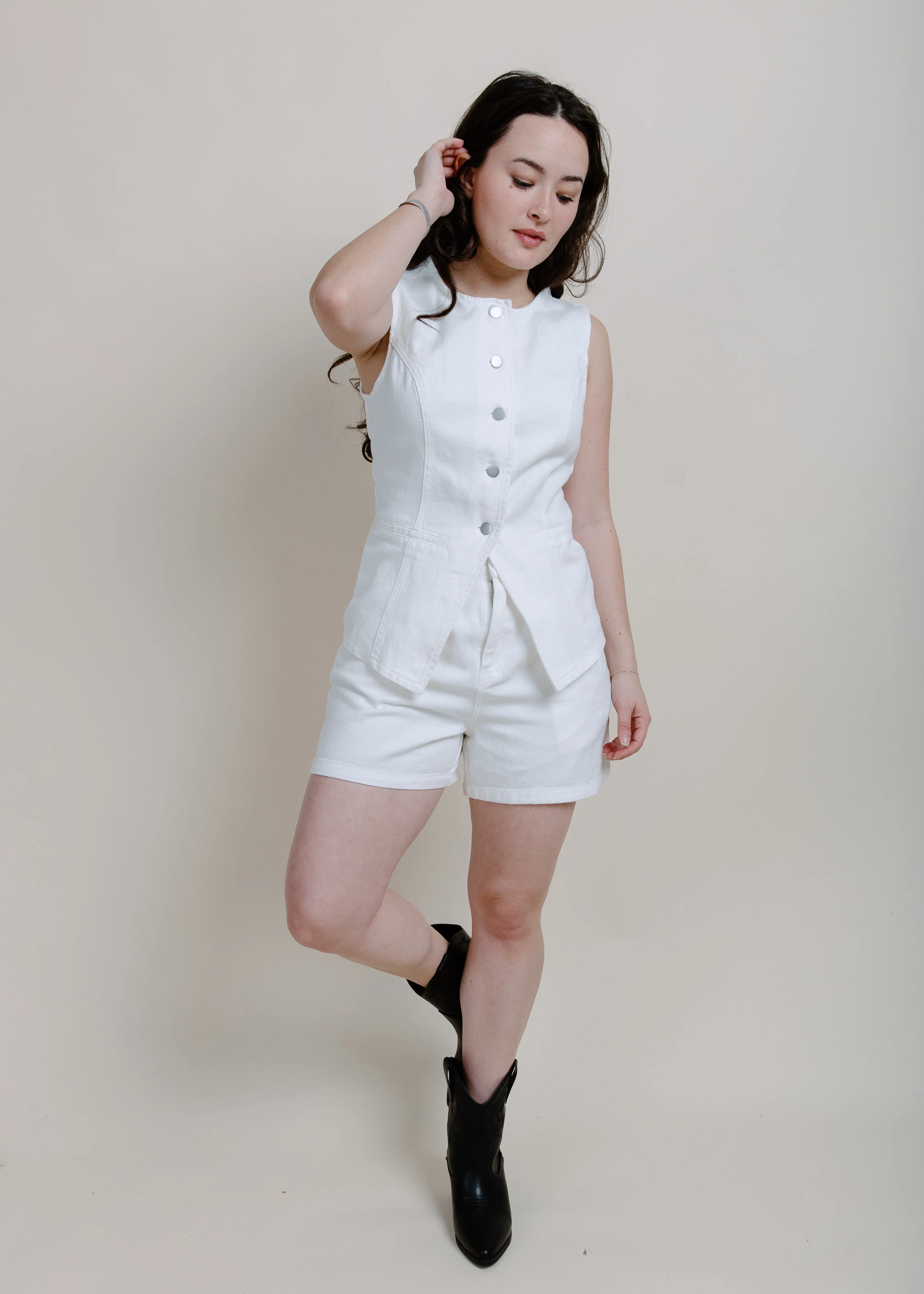 Lizzy Button Front Denim Top