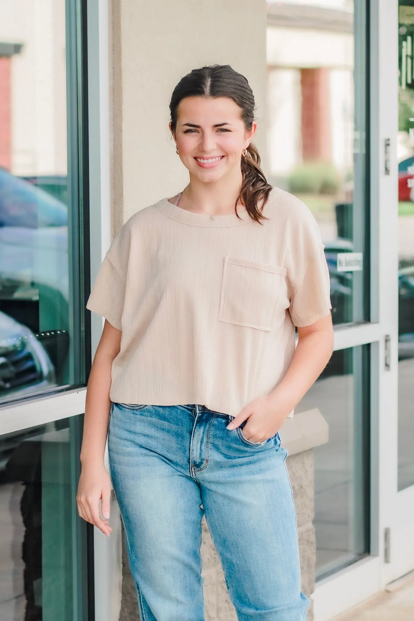 Love the Look Pocket Top in Sand