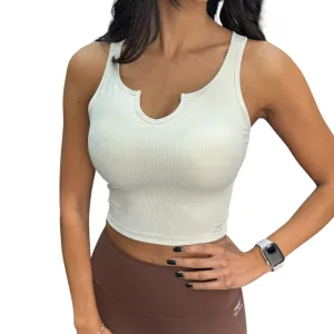 Luxe Ribbed Padded Tank - Beige