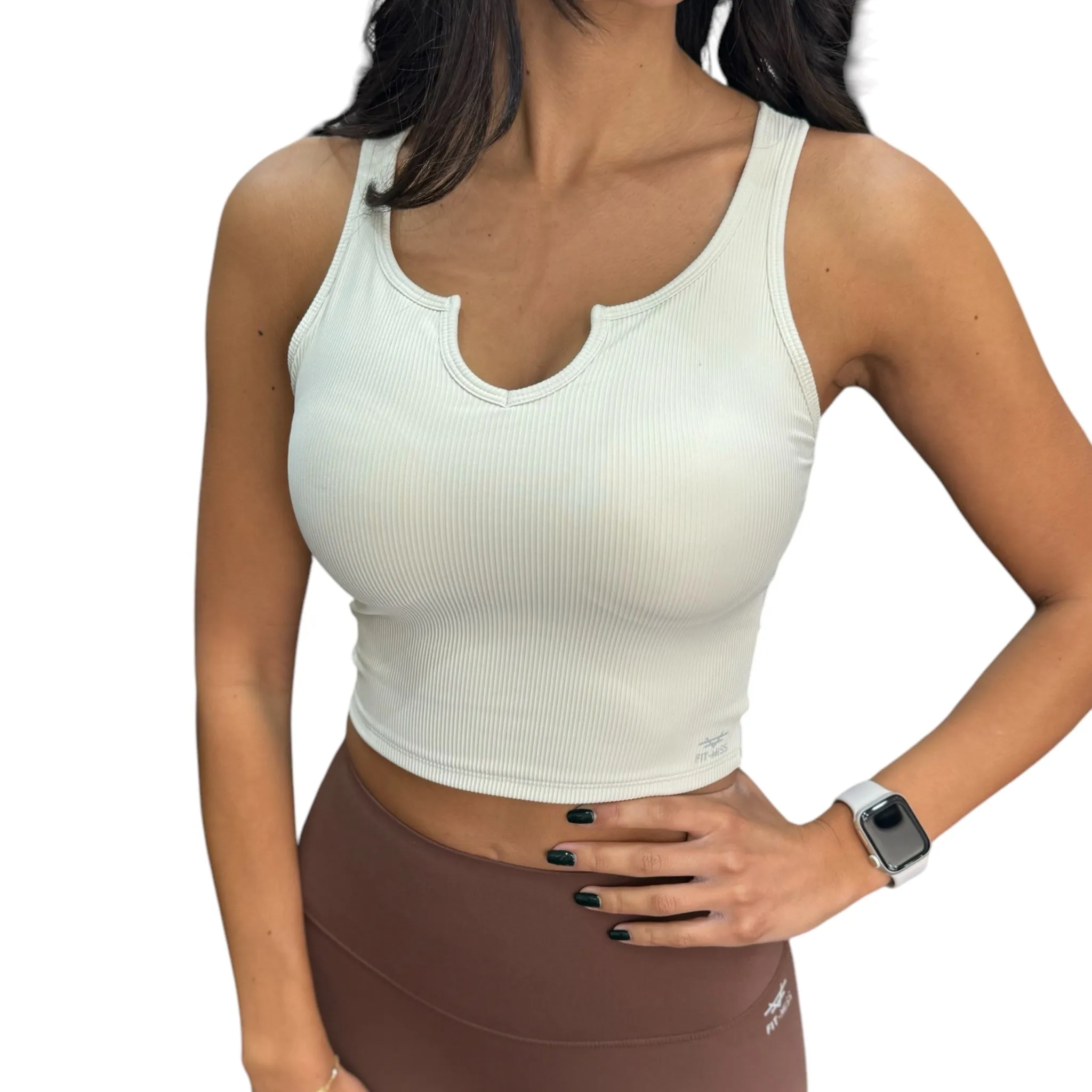 Luxe Ribbed Padded Tank - Beige
