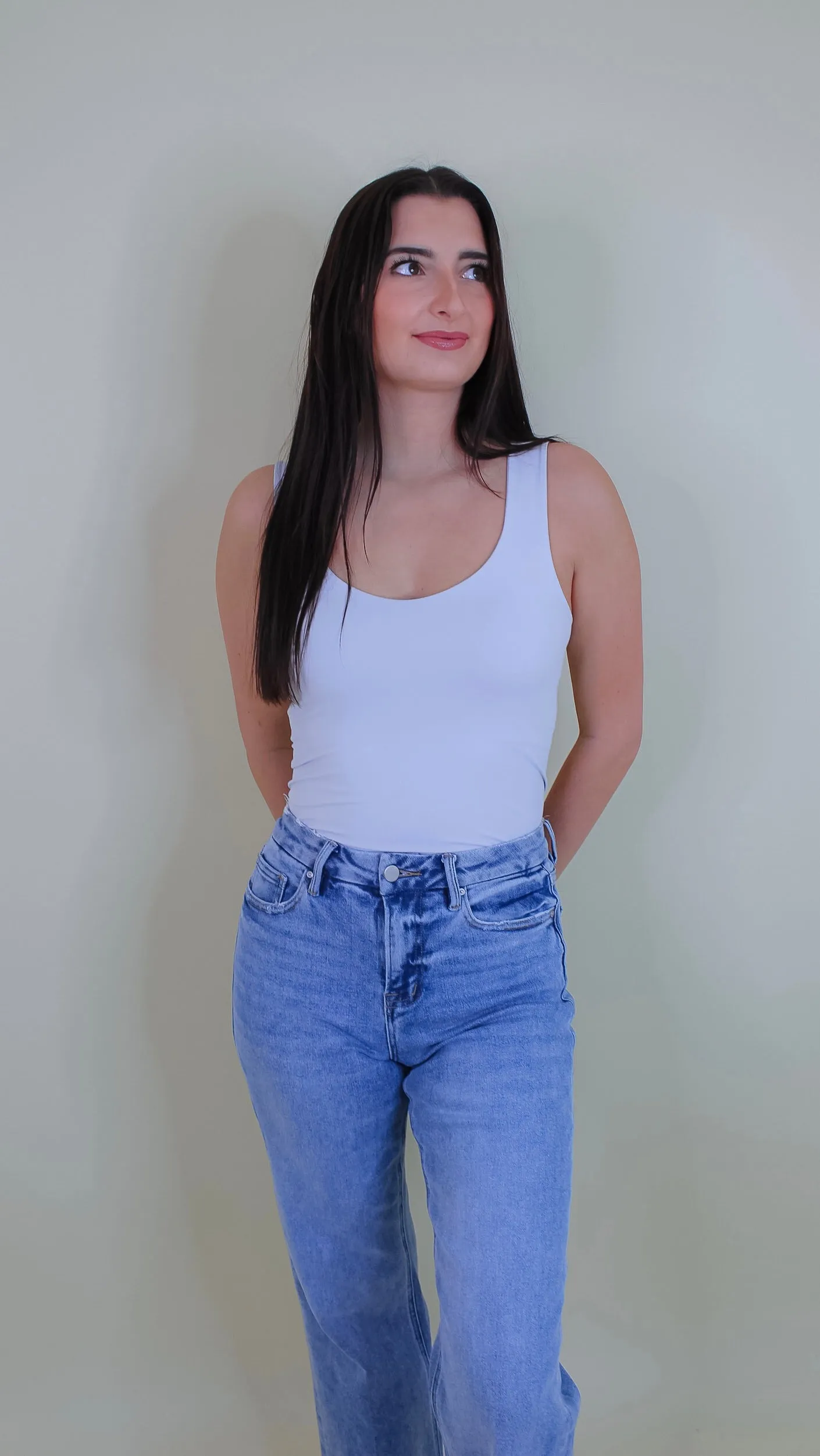 Maria Clean Line Tank Top - Light Gray