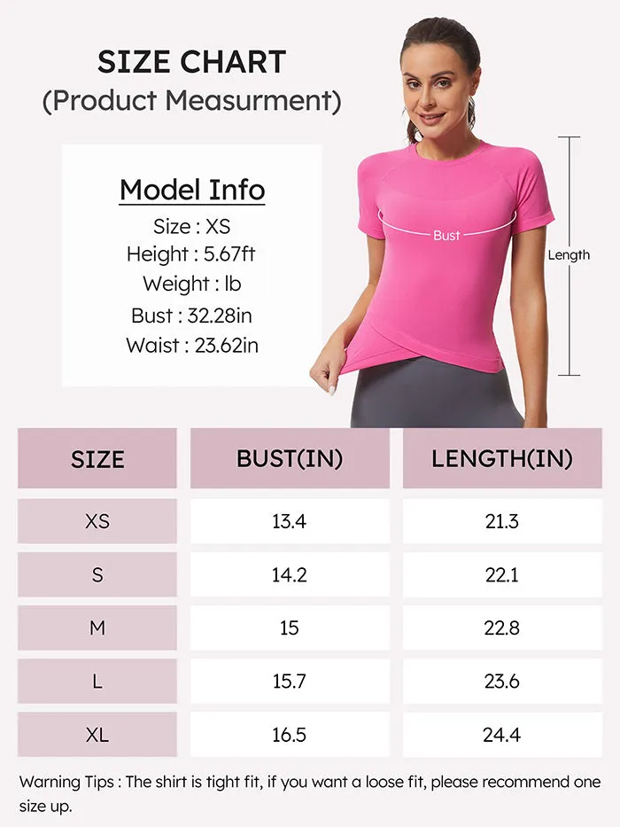 MathCat Slim Cross Hem Compression Workout T-shirt Peach Pink