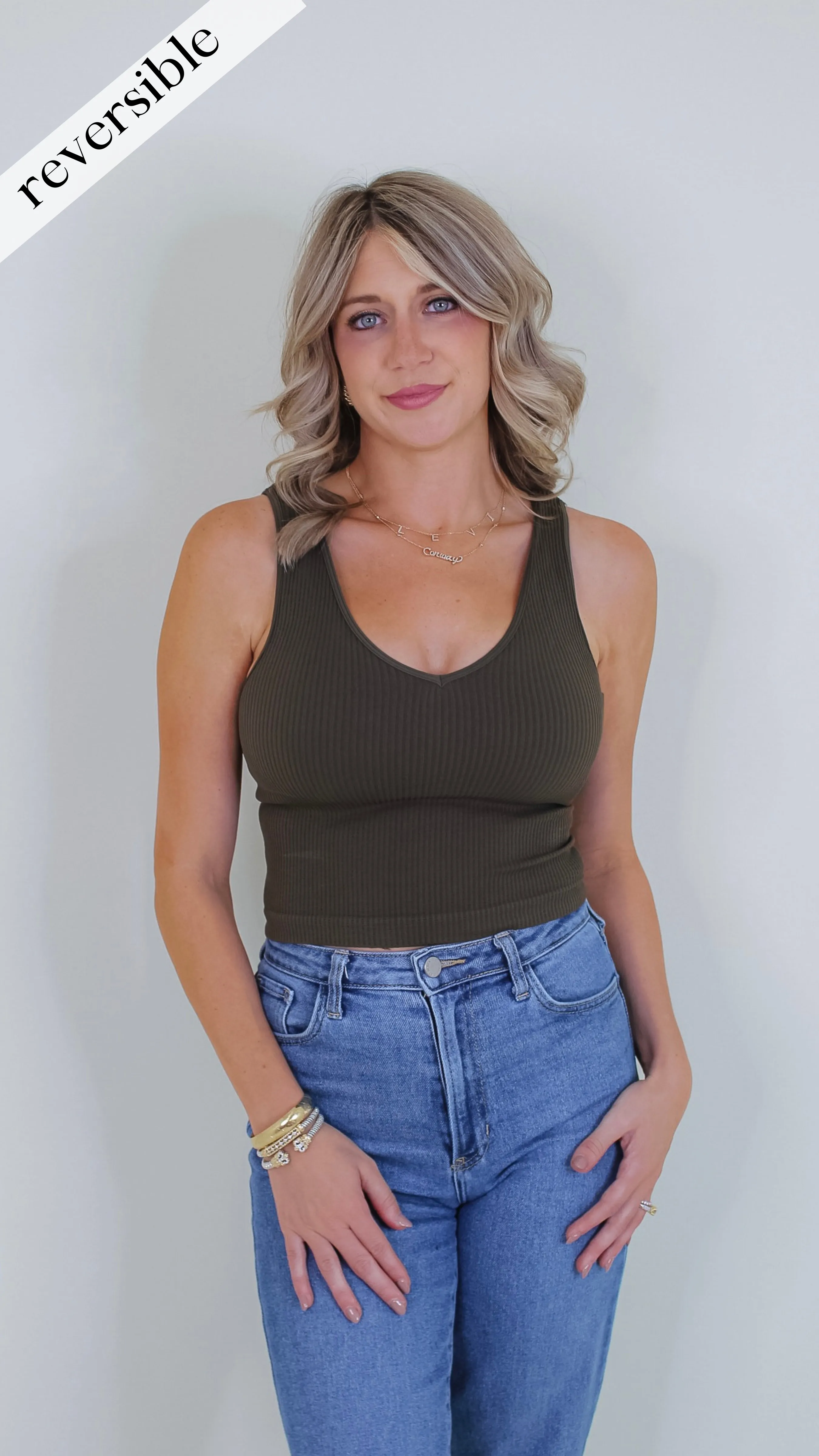 Mave Ribbed Tank - Oak Moss