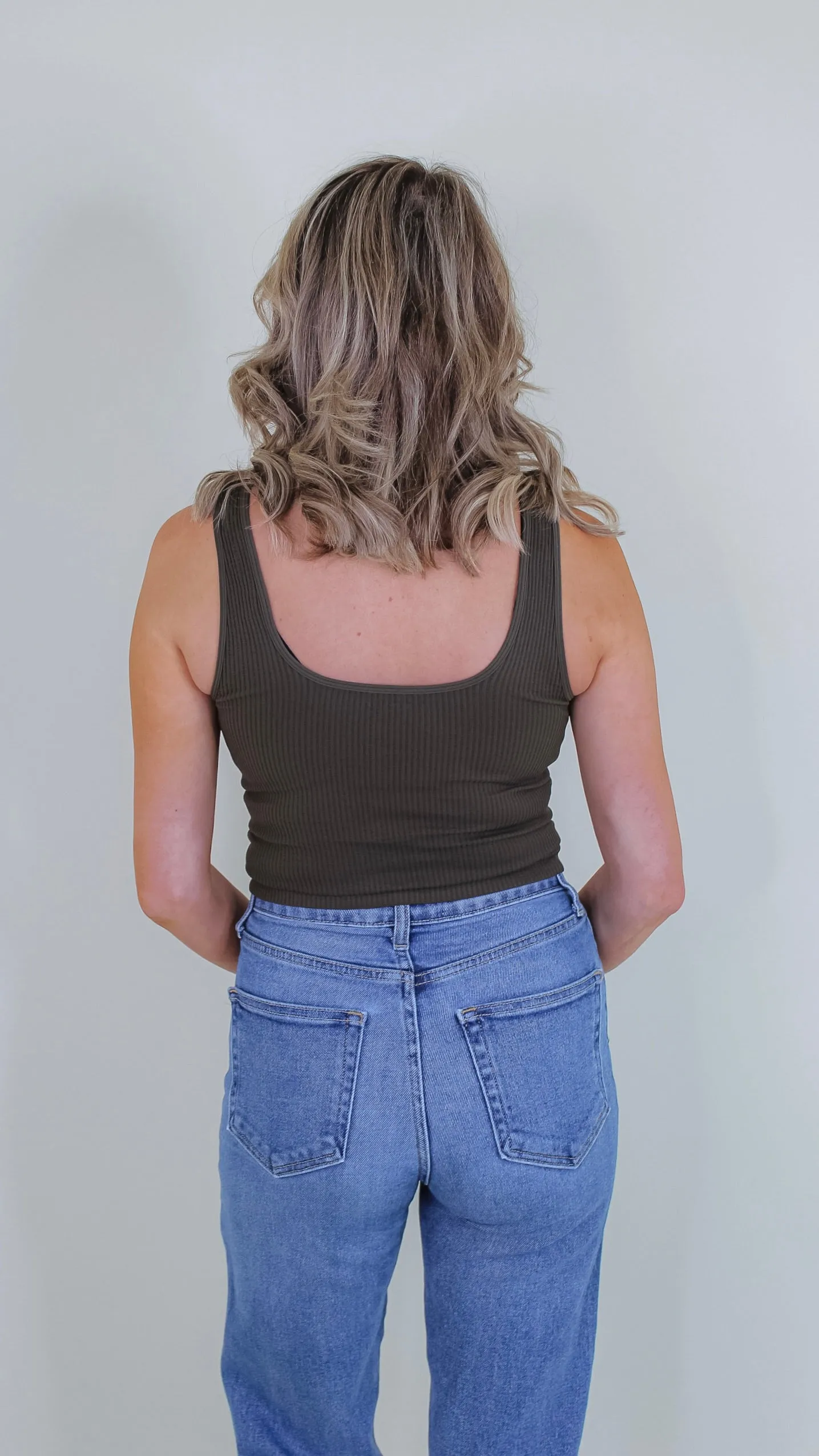 Mave Ribbed Tank - Oak Moss
