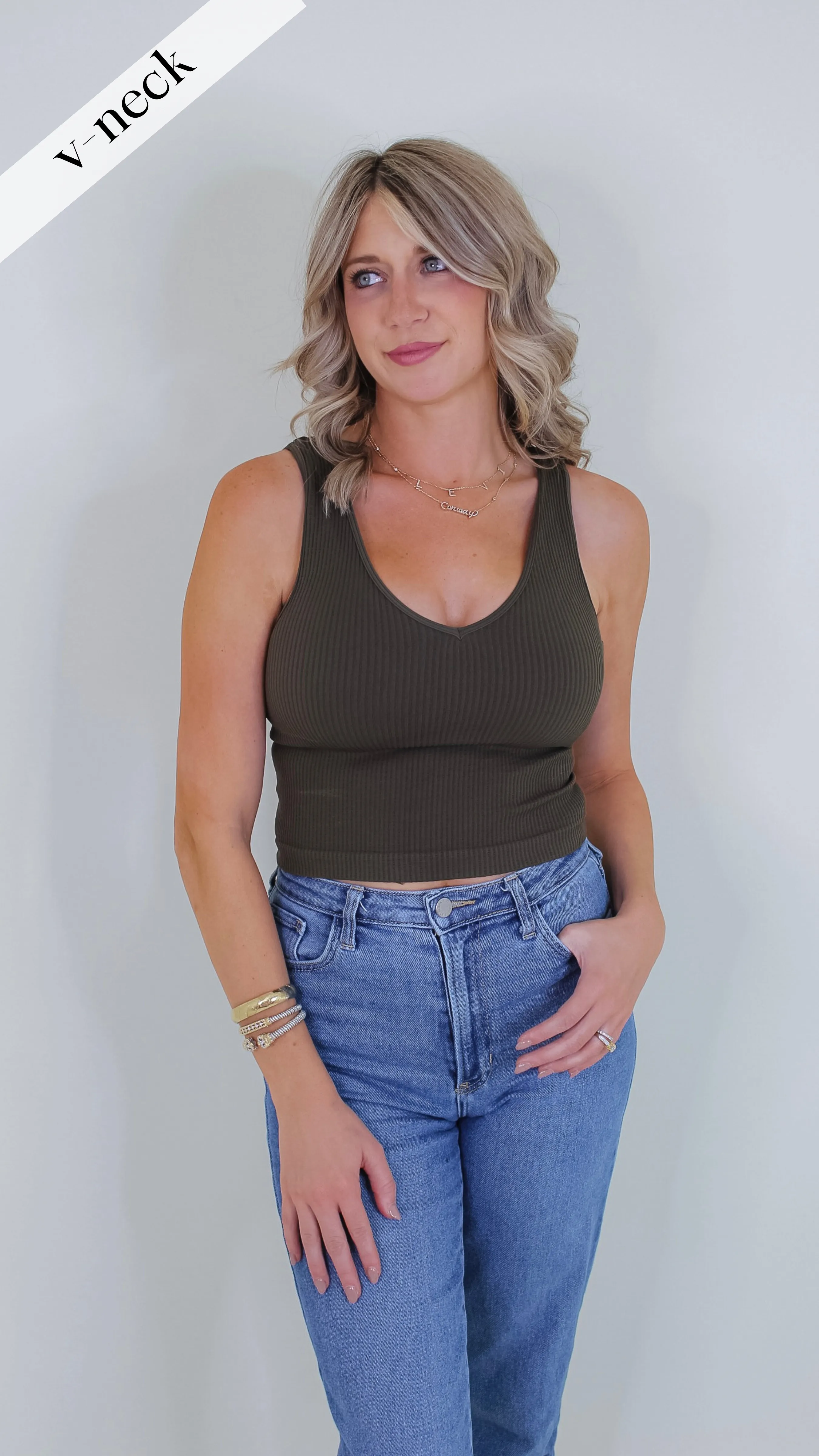 Mave Ribbed Tank - Oak Moss