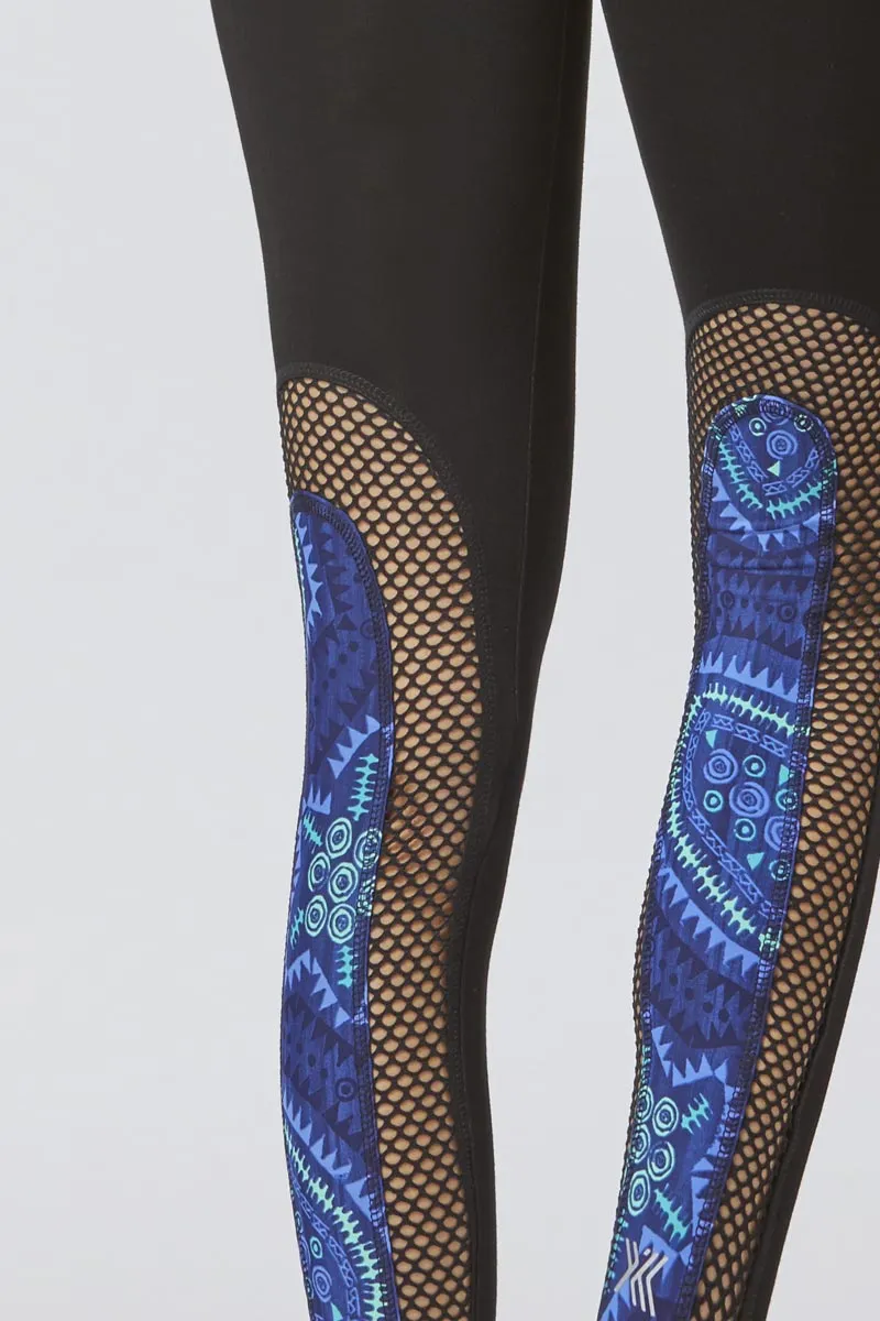 Medium Compression Waisted Leggings with CoolMesh and Aztec Print