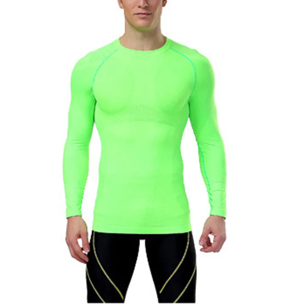 Men Compression Long Sleeve Tight Shirts Bodybuiding Base Layer Top M-XXL
