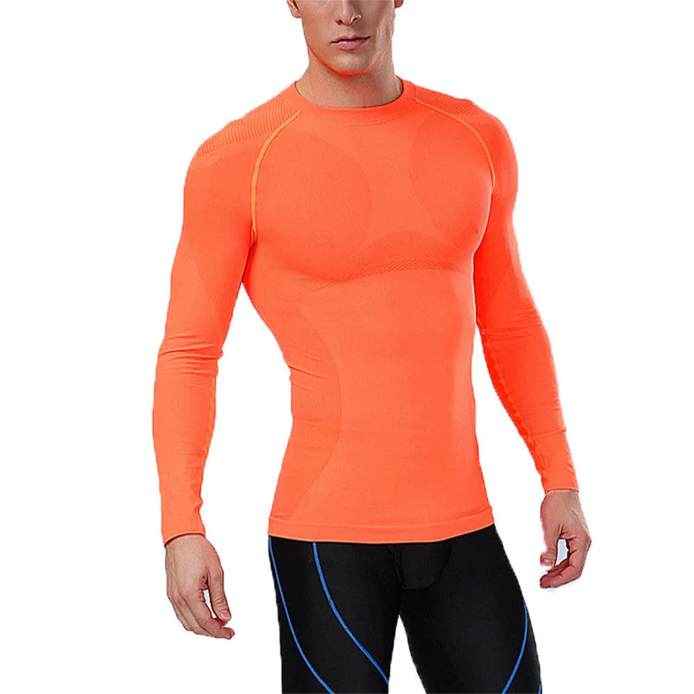 Men Compression Long Sleeve Tight Shirts Bodybuiding Base Layer Top M-XXL