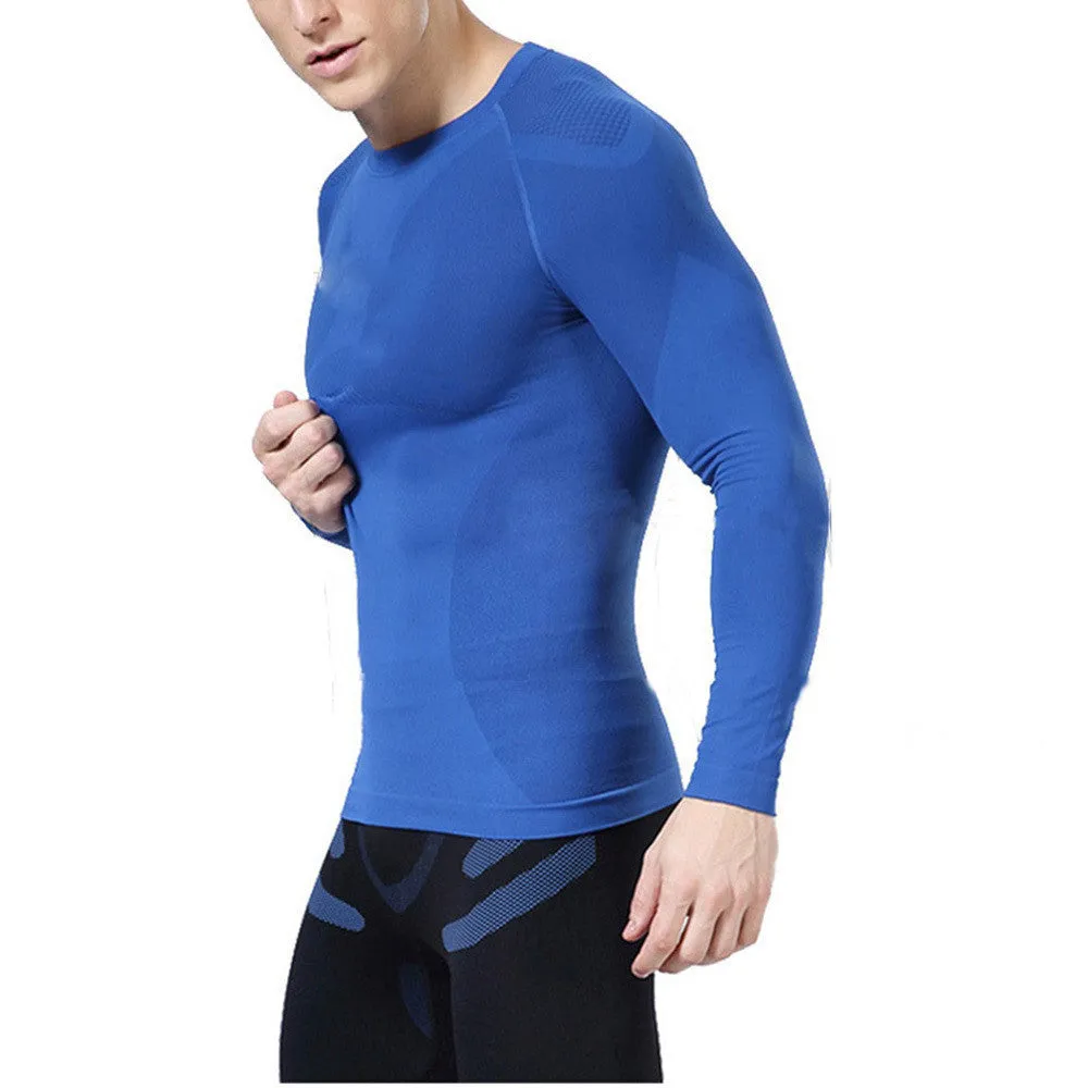 Men Compression Long Sleeve Tight Shirts Bodybuiding Base Layer Top M-XXL