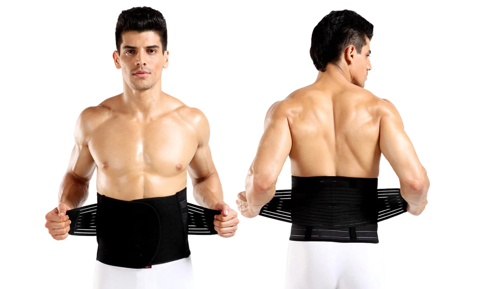 Men's Adjustable Double-Compression Waist-Slimming Workout Back Support Belt