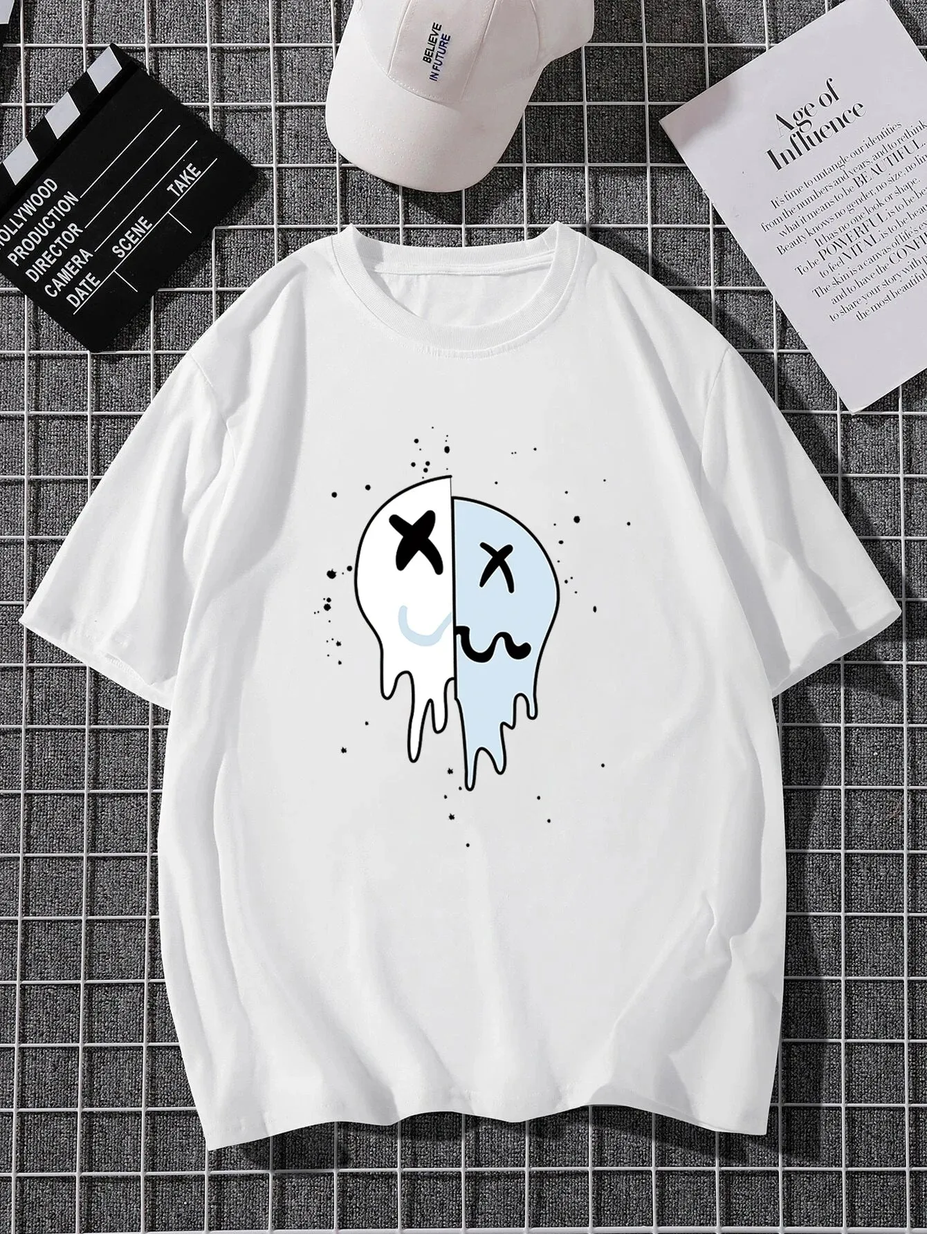 Men's Graphic Print Smiley T-Shirts - Casual