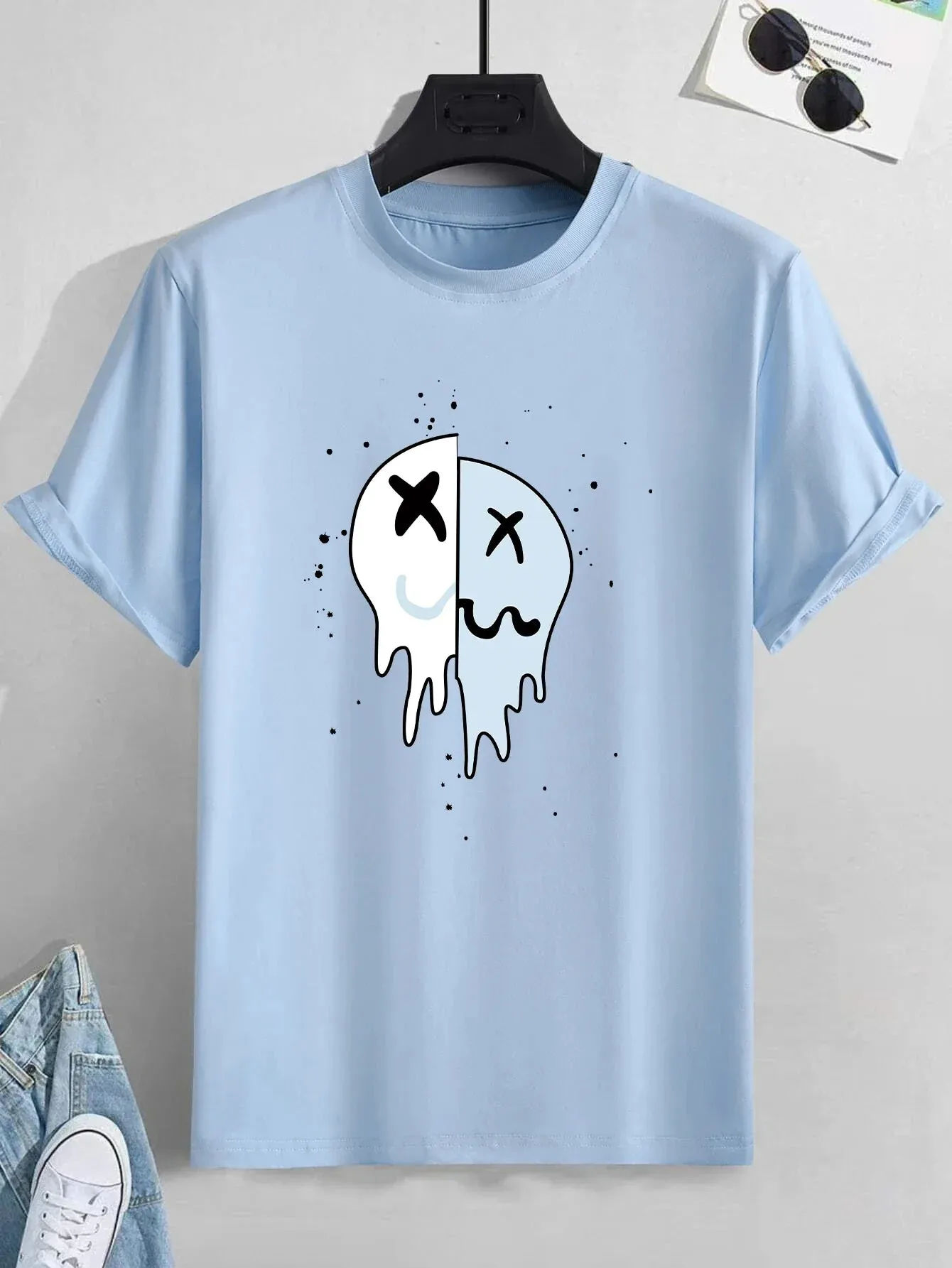 Men's Graphic Print Smiley T-Shirts - Casual