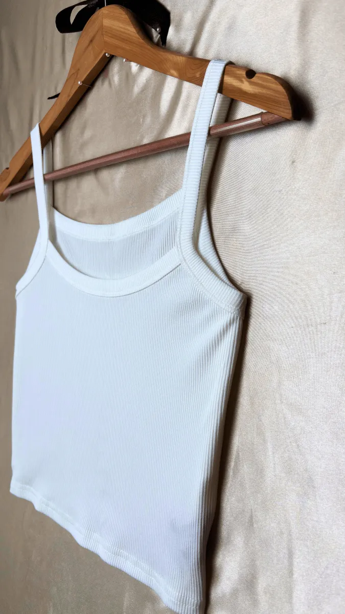 Minimal Crop White Tank Top