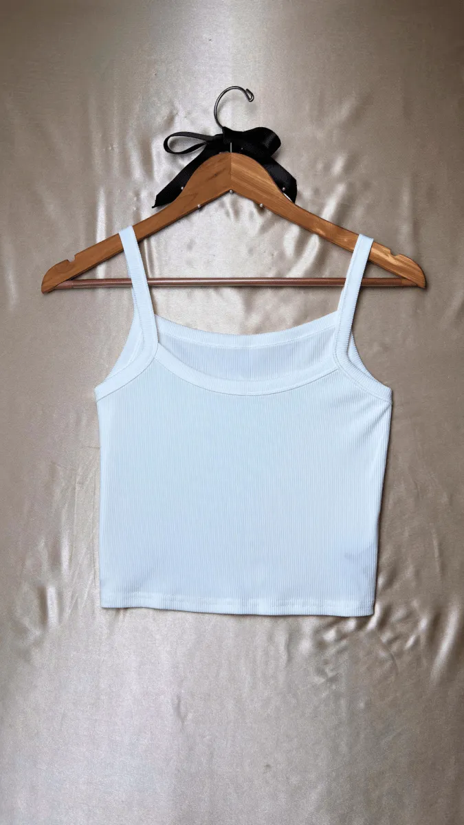 Minimal Crop White Tank Top