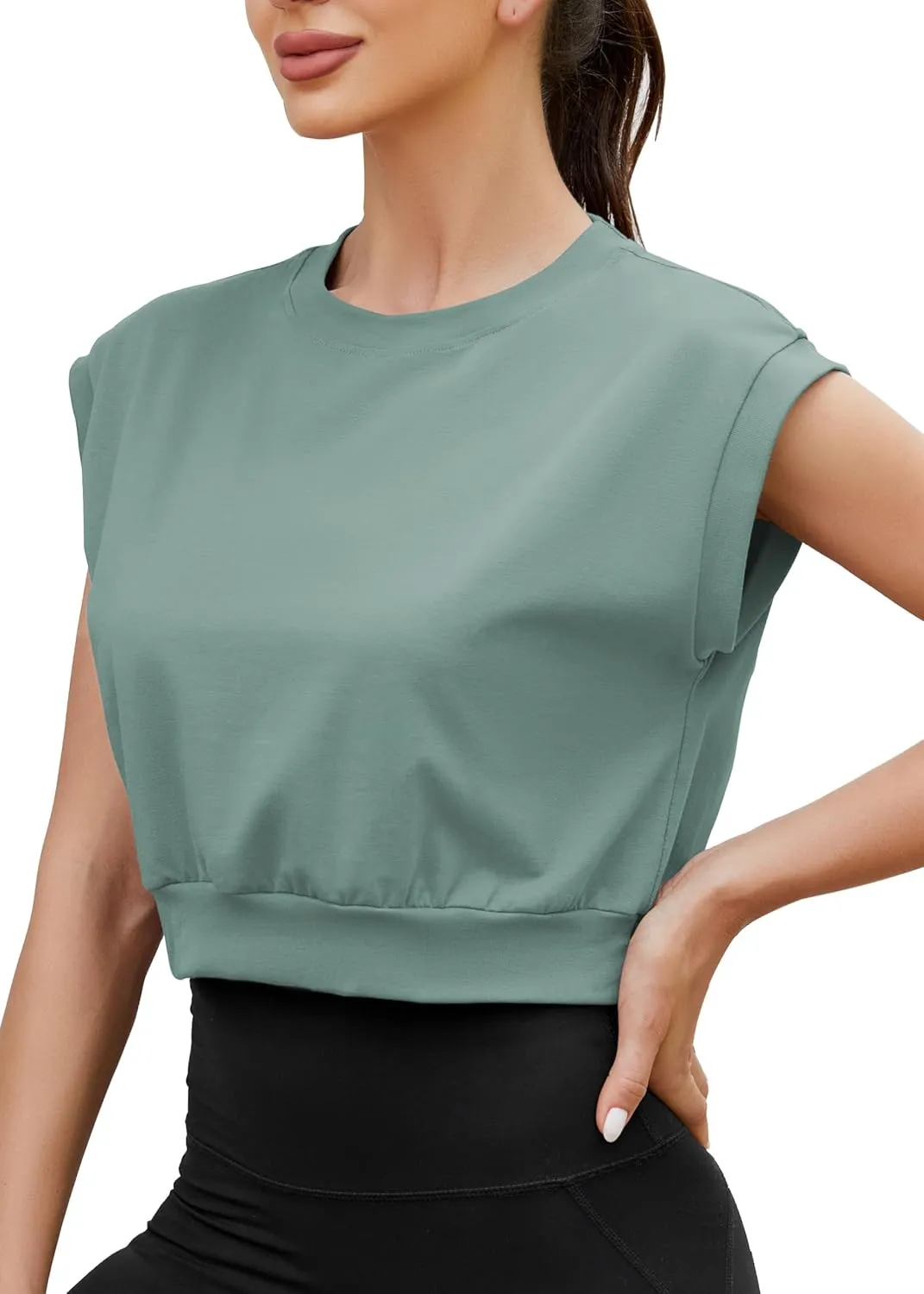 Mippo Crop Top Workout Tops for Women Loose Fit