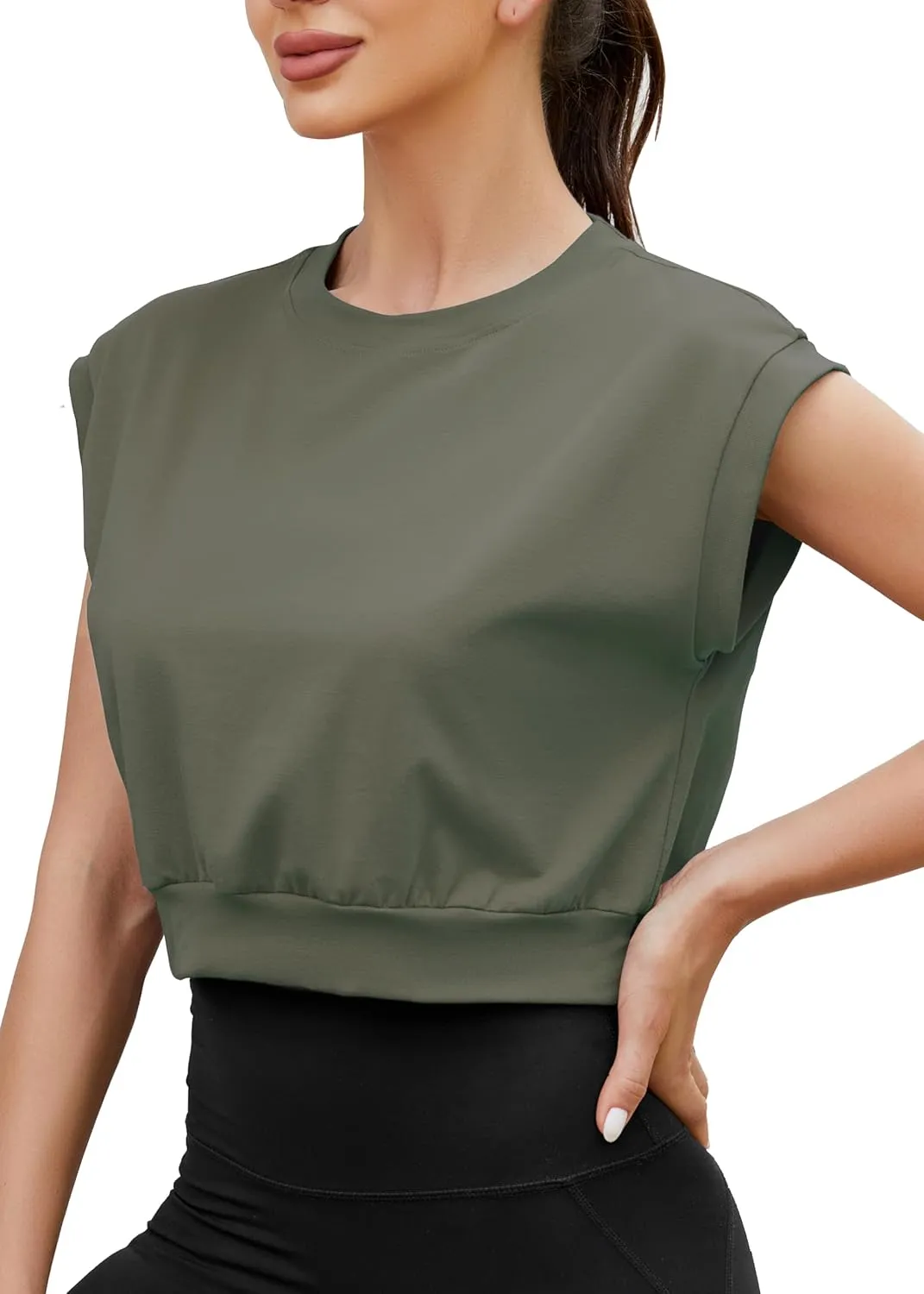 Mippo Crop Top Workout Tops for Women Loose Fit