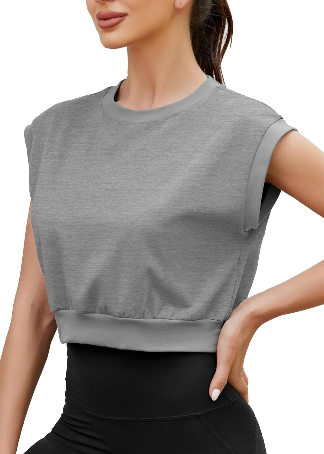 Mippo Crop Top Workout Tops for Women Loose Fit