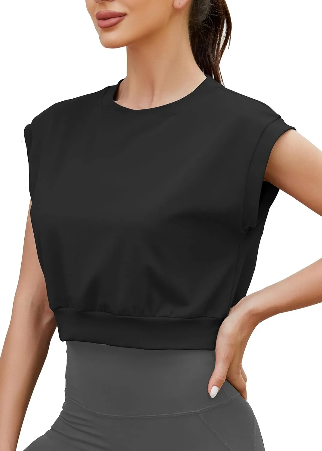Mippo Crop Top Workout Tops for Women Loose Fit