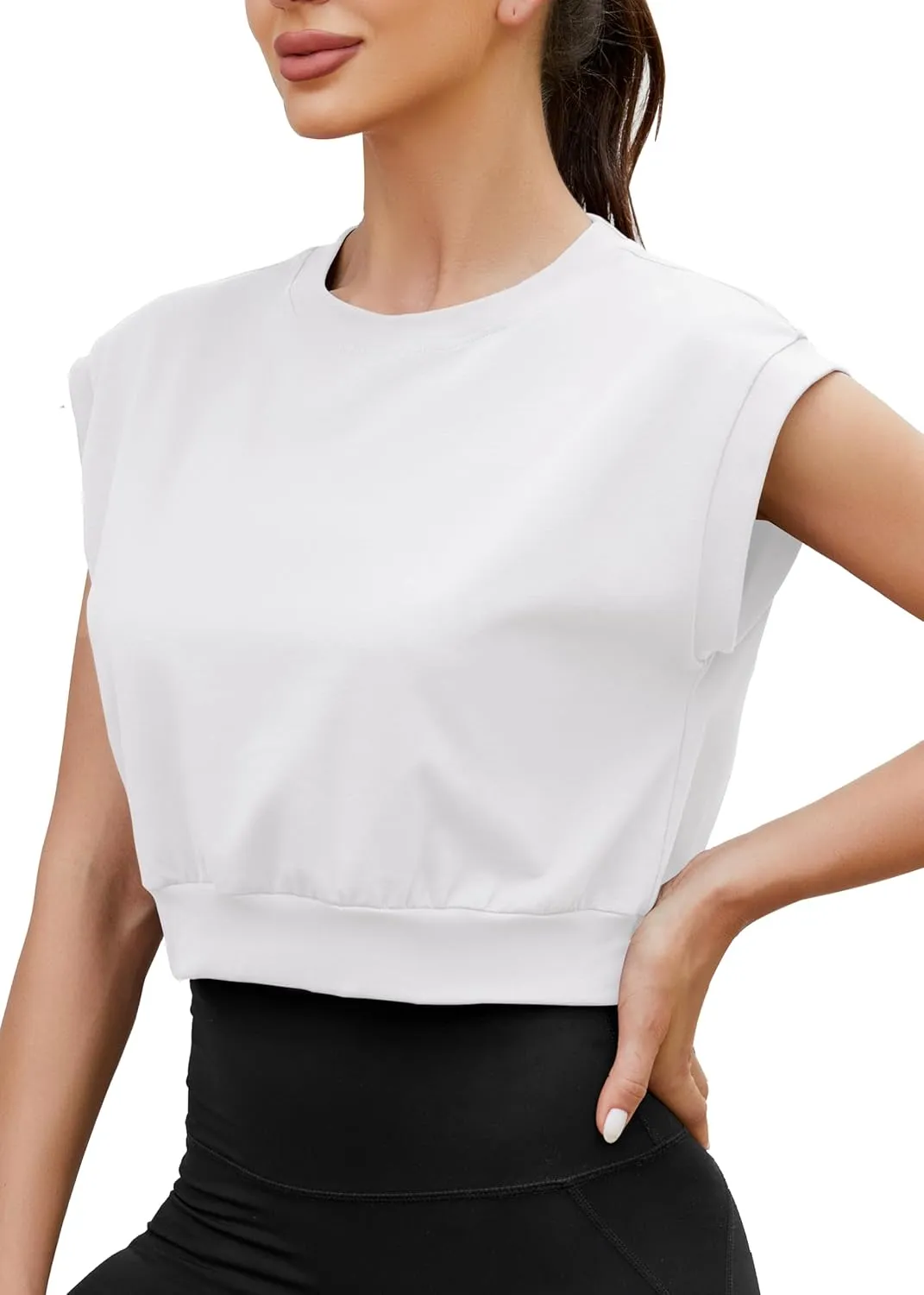 Mippo Crop Top Workout Tops for Women Loose Fit