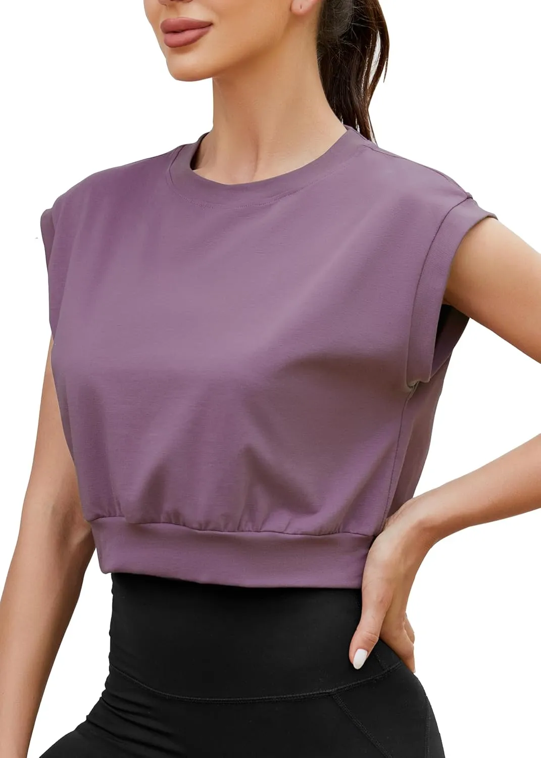 Mippo Crop Top Workout Tops for Women Loose Fit