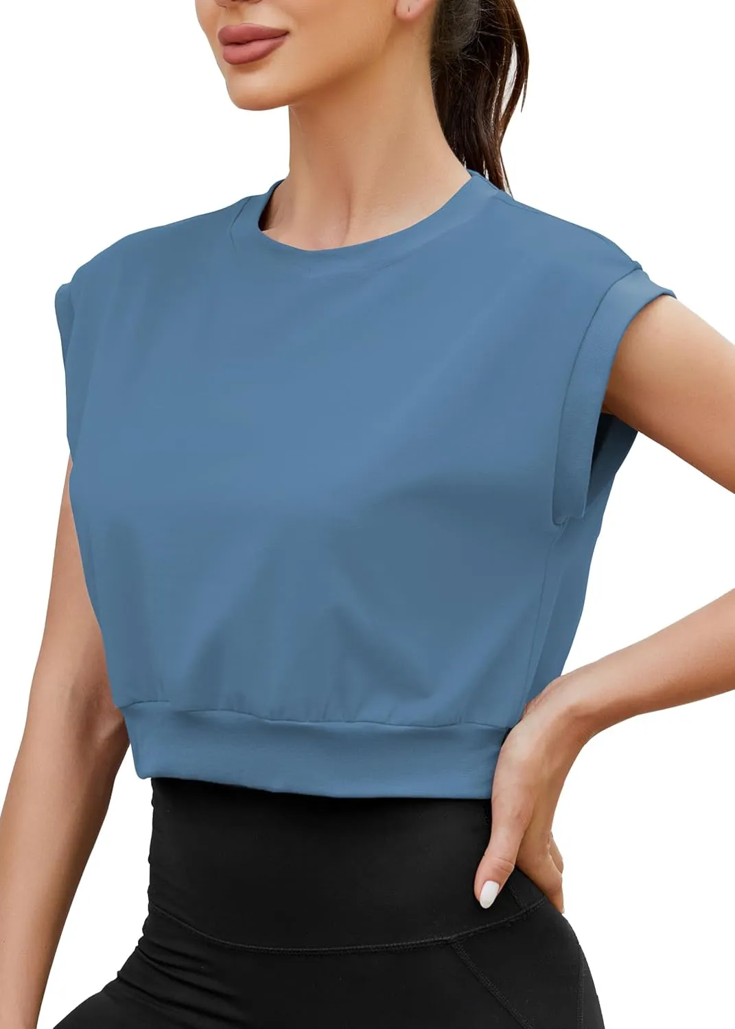 Mippo Crop Top Workout Tops for Women Loose Fit