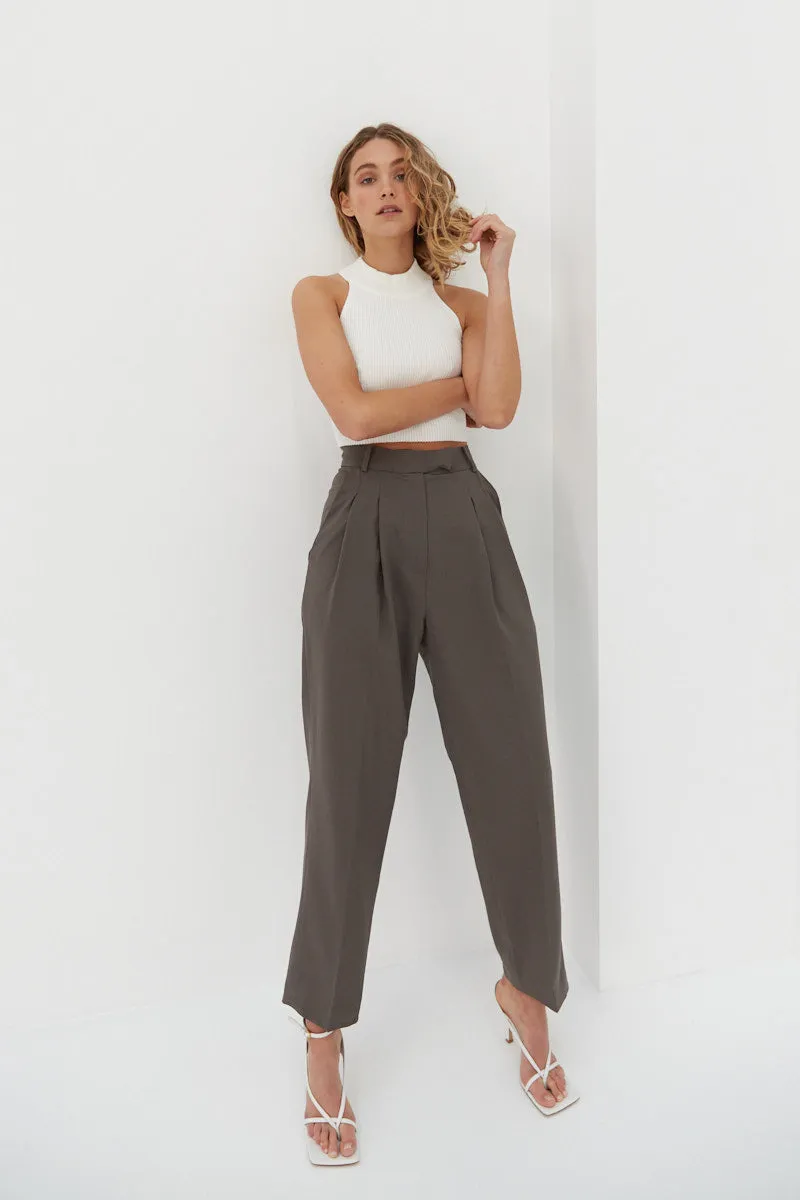 Mock Neck Crop - White