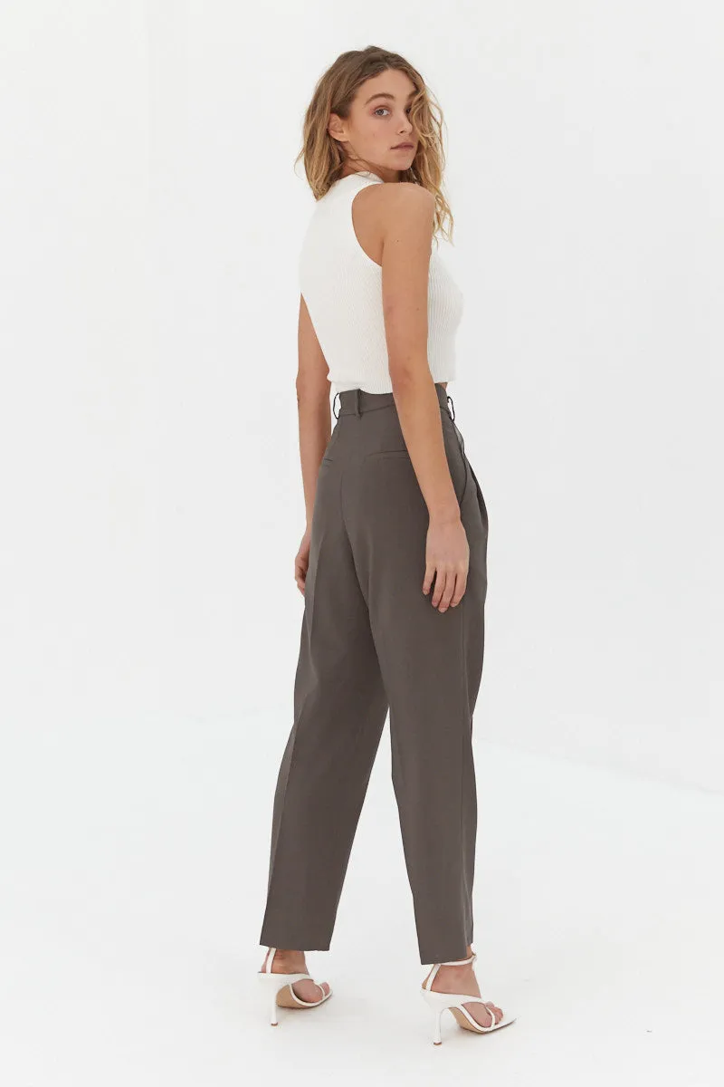 Mock Neck Crop - White