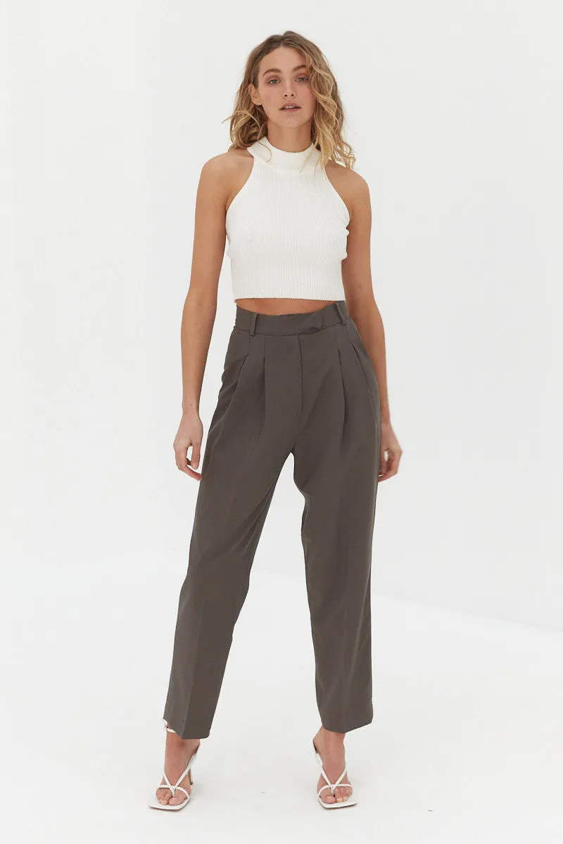 Mock Neck Crop - White