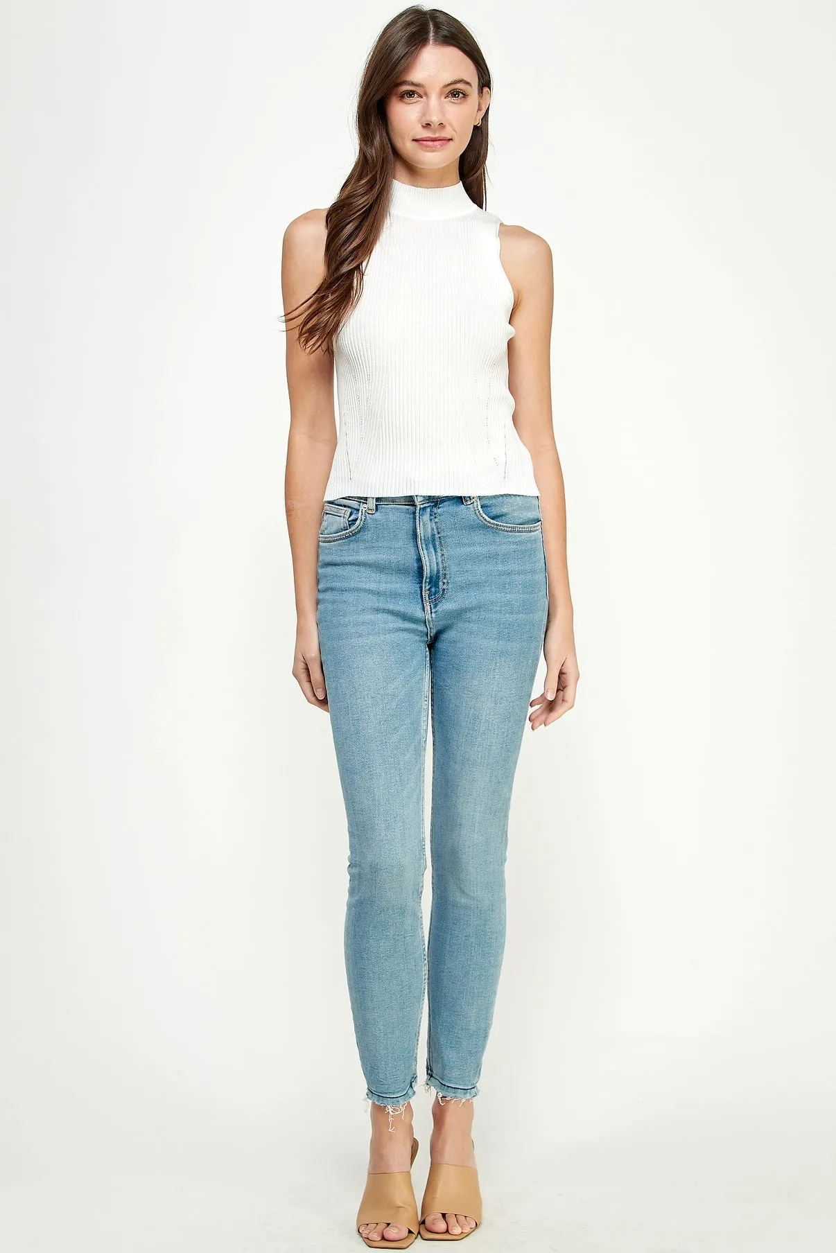 Mock Neck Ribbed Tank {Ivory}