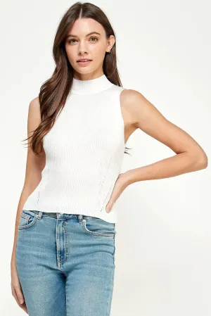 Mock Neck Ribbed Tank {Ivory}