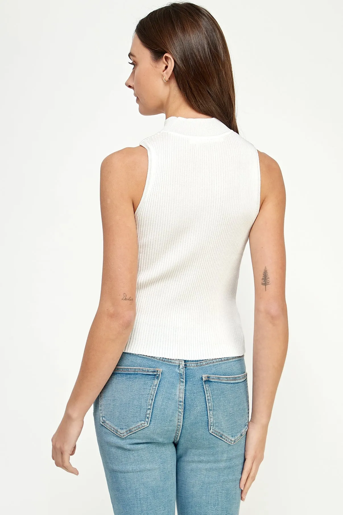 Mock Neck Ribbed Tank {Ivory}